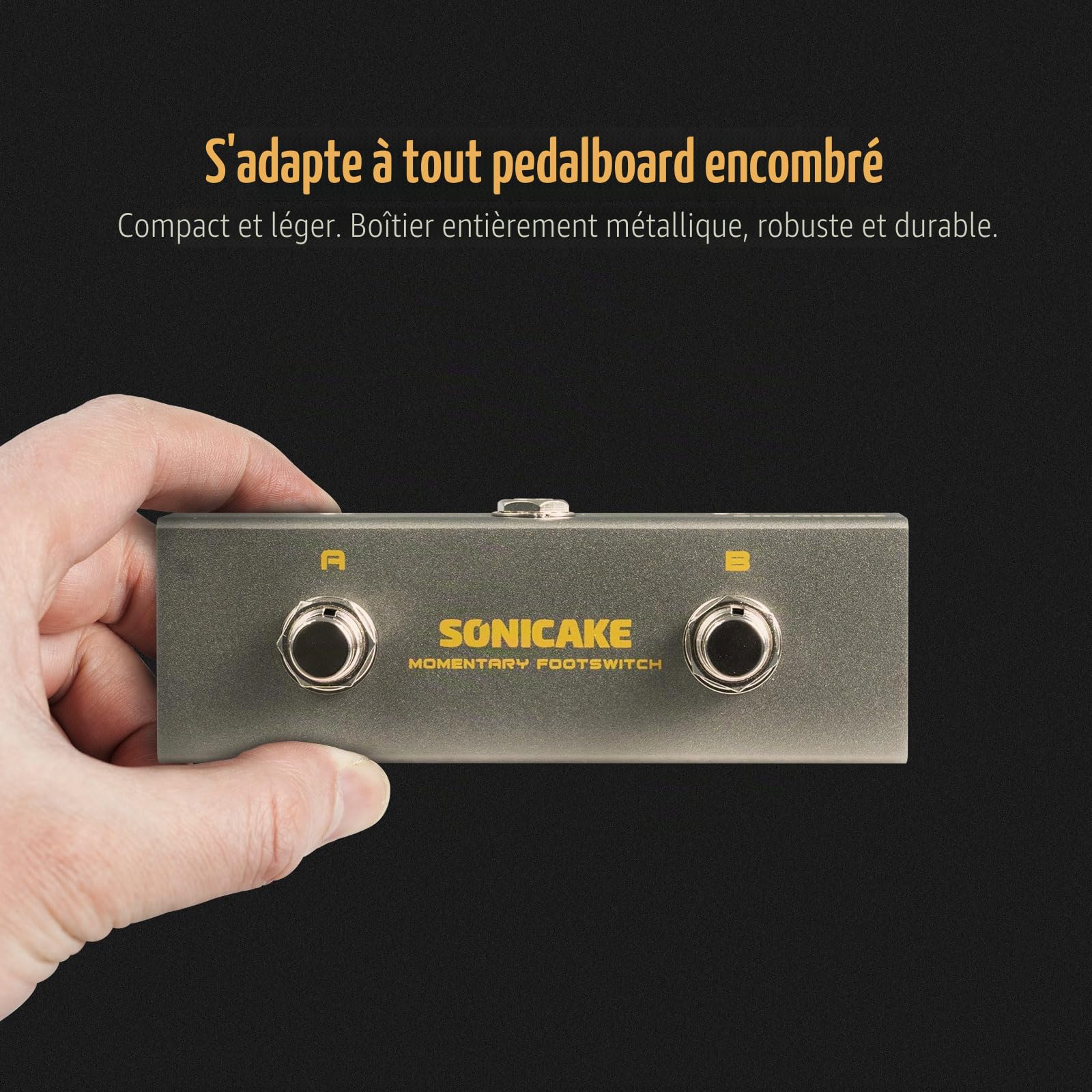 SONICAKE Pédale Dual Footswitch pédale à 2 voies contrôleur de pédale momentané de 6.35mm avec câble TRS