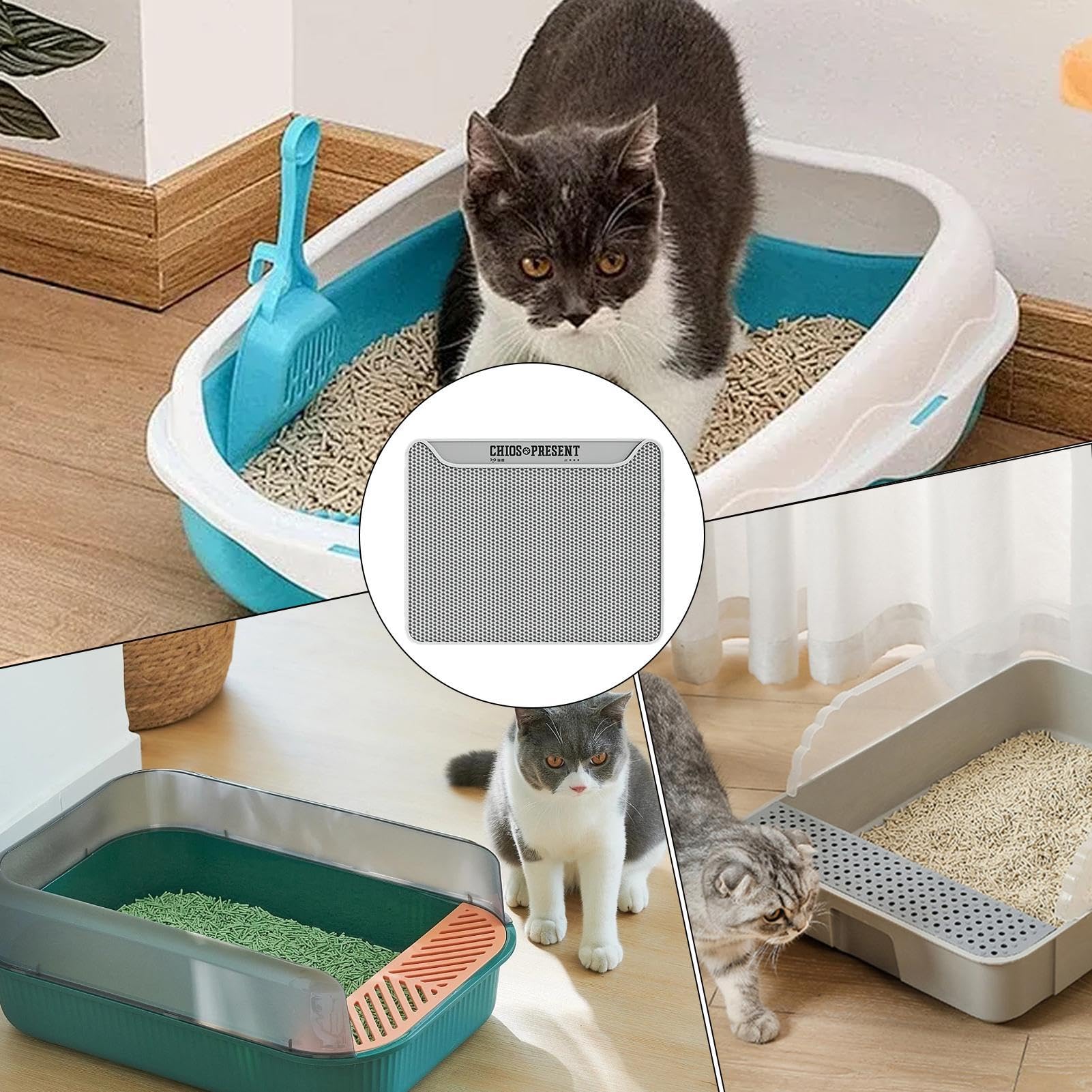 Tapis de litière pour chat Tapis de litière, Tapis de chat pour litière | Tapis de litière pour chat,Tapis de collecte de litière à double couche, tapis de litière pour chat,