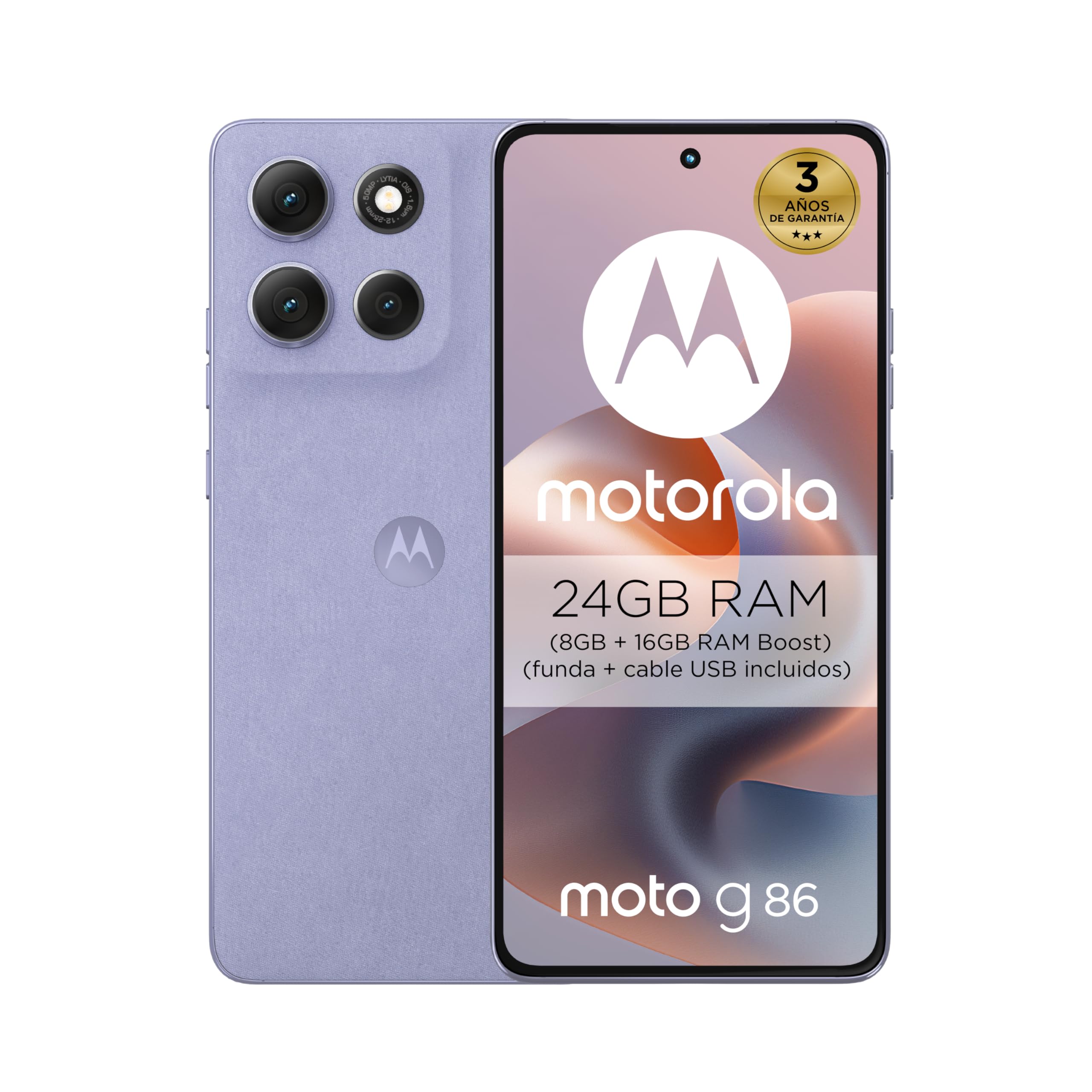 Moto g86 5G 24GB (8GB+16GB RAM Boost)/256GB Cosmic Sky, Pantalla ultrabrillante Super HD (1220p) de 6,67” + Dolby Atmos®, cámara Sony LYTIA™ 600 de 50 MP, 5100 mAh y Carga TurboPower™ de 30W