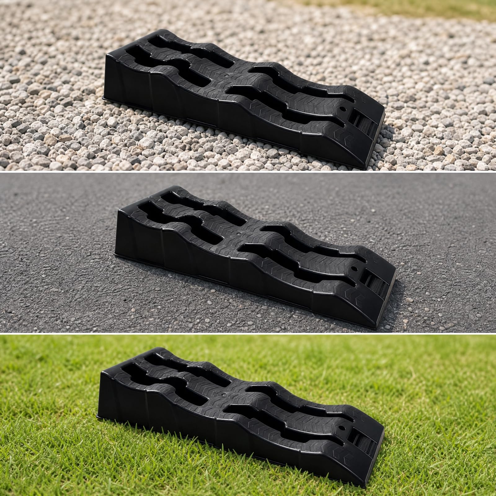 LOVIVER Rampa a Gradini in Plastica PP Robusto Rampa di Sollevamento Auto a 3 Livelli per Ingresso