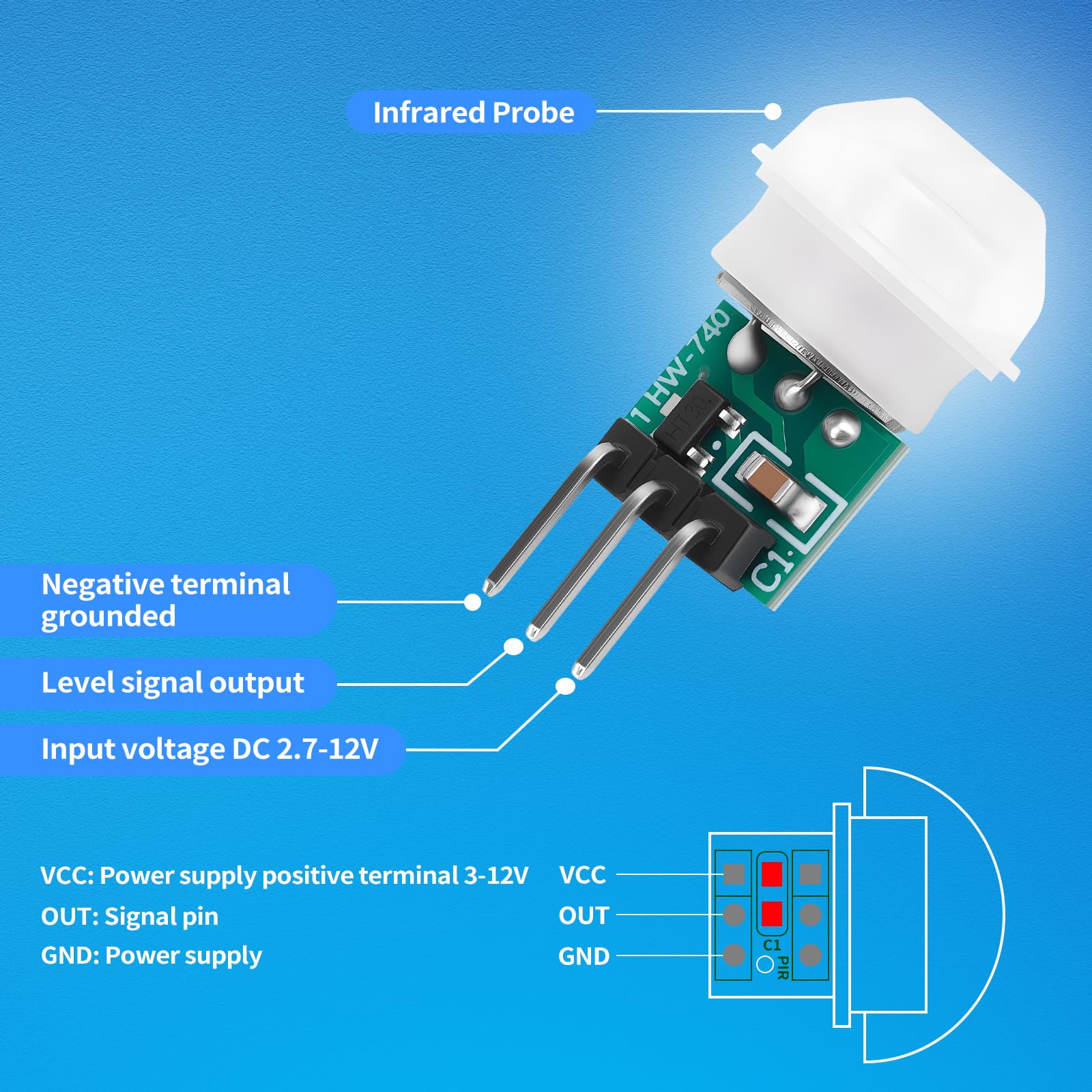 10Pcs Pir Sensor AM312 Mini Pir Motion Sensor Module Body Sensors Manual Motion Infrared IR Detector for AR duino