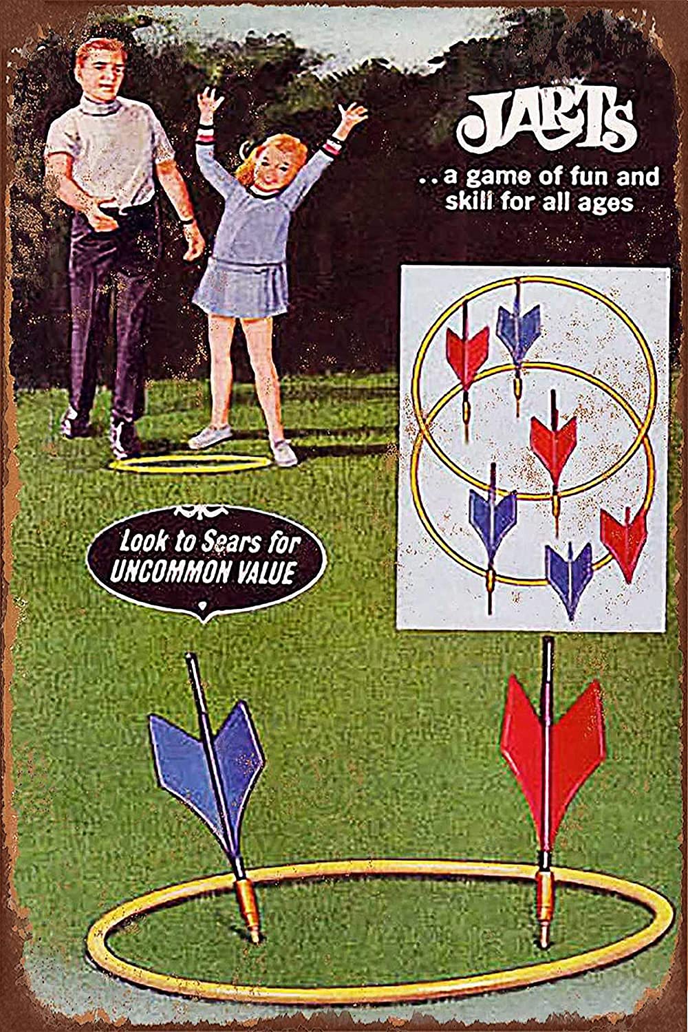 Amazon.com: Vintage Tin Metal Sign 1969 Jarts Lawn Darts Game Wall