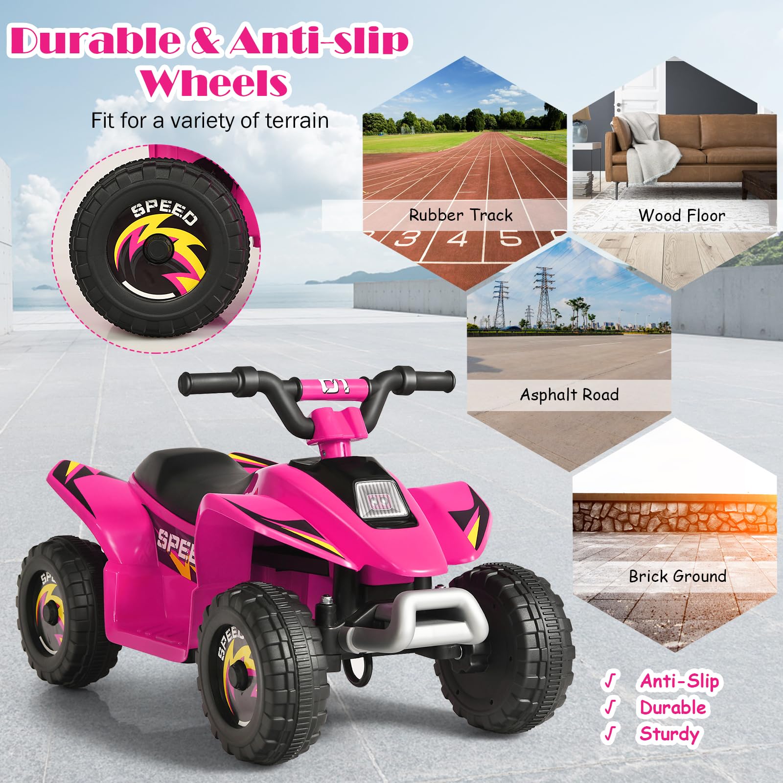 SORA 6V Kinder Quad Elektro, Kinderquad mit Vor‑ & Rückwärtsgang