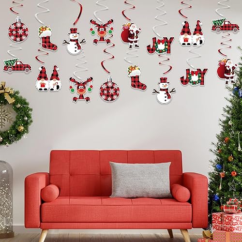 Miniatura 4 de Decoraciones de remolinos colgantes de Navidad, NO DIY, pancarta de Feliz Navidad, serpentinas colgantes de techo de Navidad, decoraciones colgantes