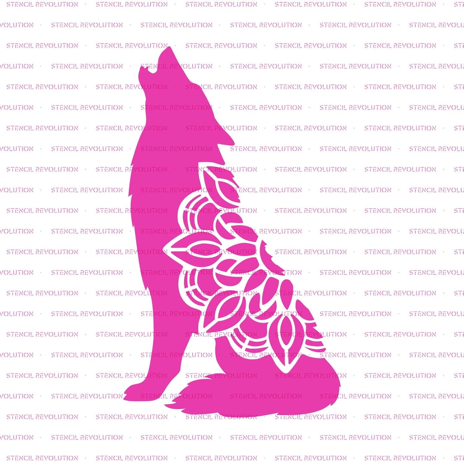 Mandala Wolf Stencil - Stencil Designs, Wildlife Stencils, Animal Wall Art, Education Stencils, Animal Party Decoration