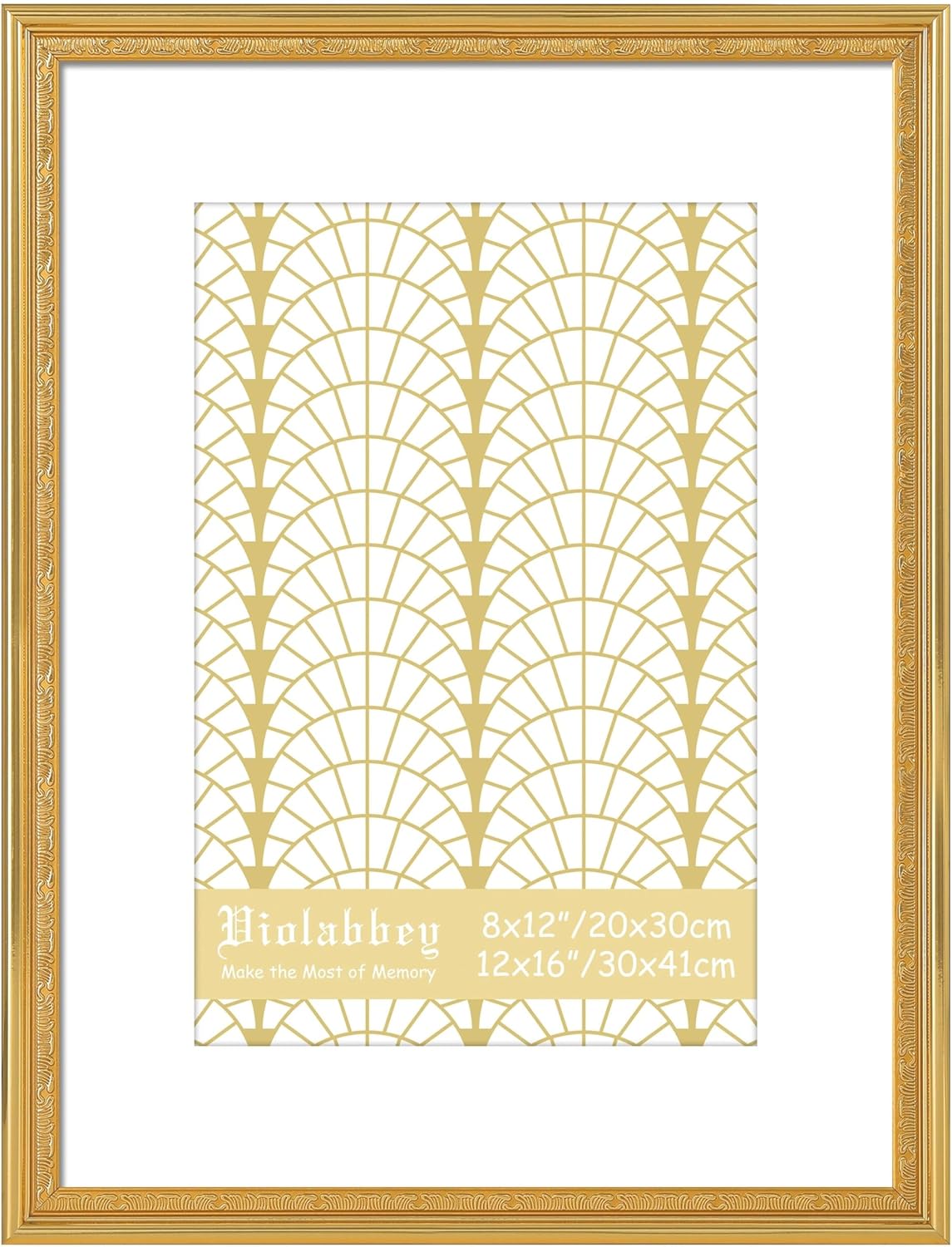 VIOLABBEY 11x17 Gold Picture Frame, Display 9x15 Photo with Mat or 11x17 without Mat, Ornate Vintage 11 x 17 Gold Frame for Wall Decor or Tabletop Display