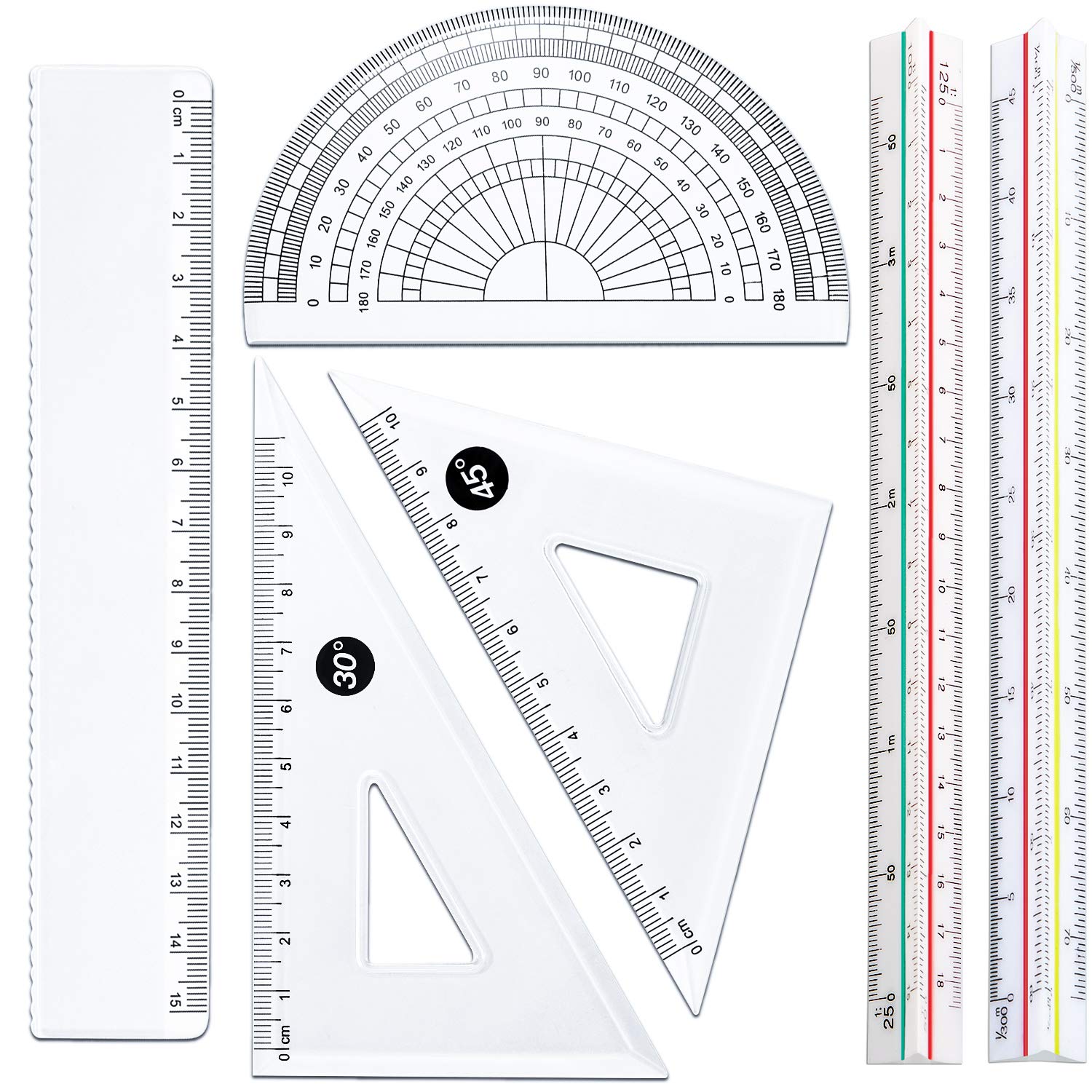 6 pieces triangular architect scale ruler set 2 pieces 6 inch triangular architect scale with 4 pieces triangle ruler square set fit for architects engineers students and more buy online in bermuda at desertcart 107358603