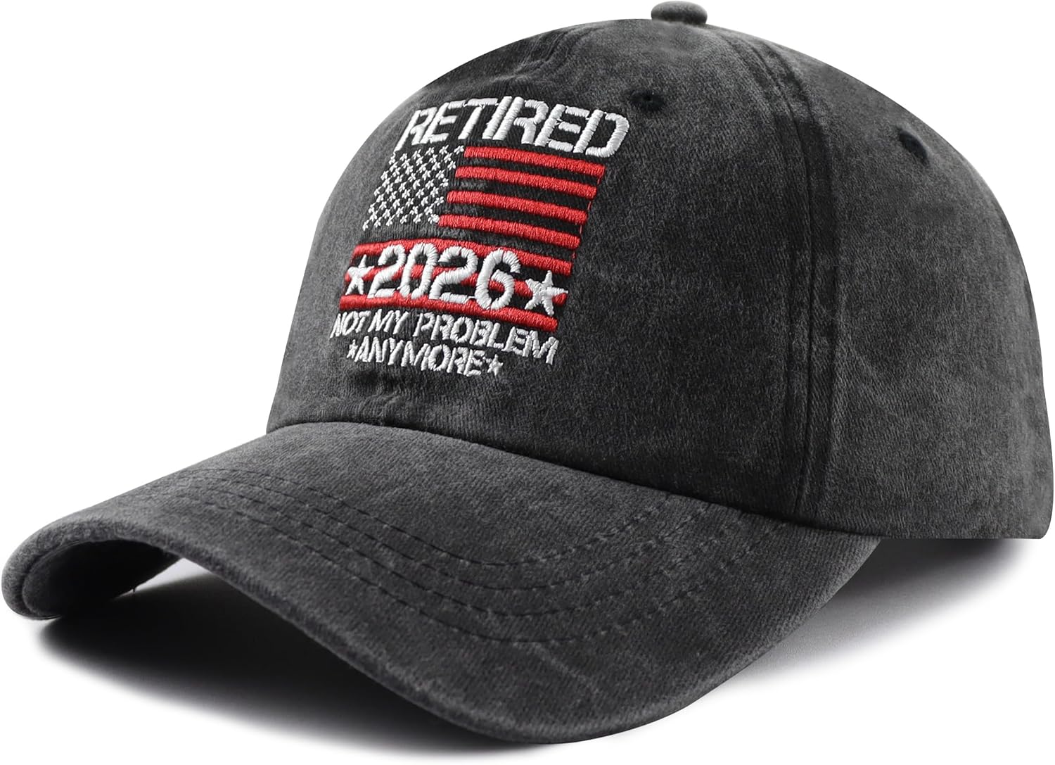 Retired 2026 Not My Problem Anymore Hat for Men Women, Adjustable American Flag Decor Retirement Embroidered Baseball Cap - Image 3