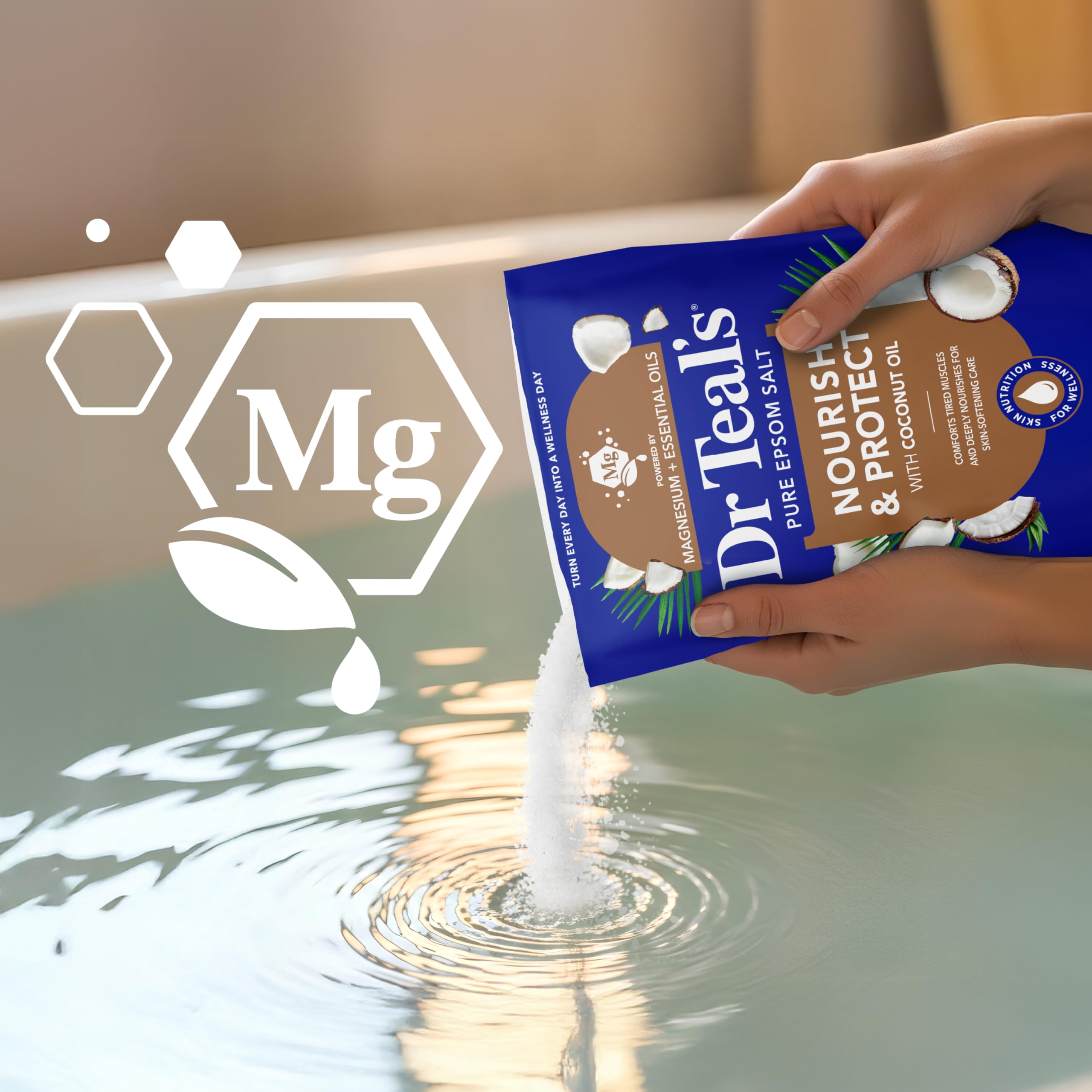Dr Teal's Epsom Salt Magnesium einweichen, nährt und schützt mit Kokosöl, 1,3 kg (4 Stück)