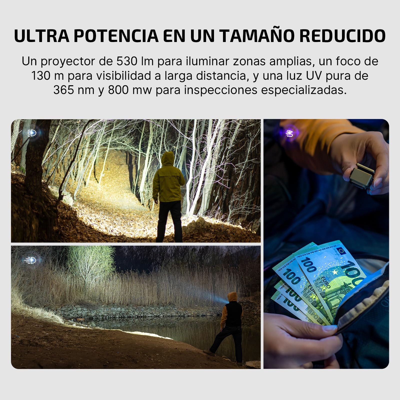OLIGHT Oclip Ultra Mini Linterna de Clip EDC Recargable 530LM 130M | Fabricado en OAL, Magnetizable, Resistente al Agua IPX6, Luz Concentrada/Difusa y Rayos UV, Para Uso Exterior e de Emergencia