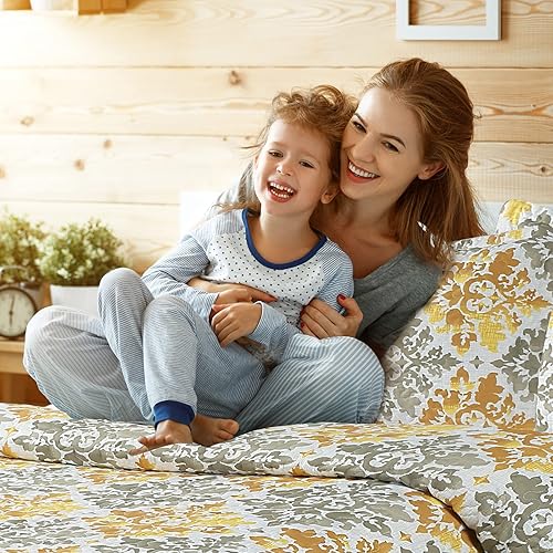 Miniatura 3 de MOONIGHT TIME Juego de edredón de tamaño King impreso reversible lavable ligero colcha de 106 x 92 pulgadas con dos fundas de almohada de 20 x 36