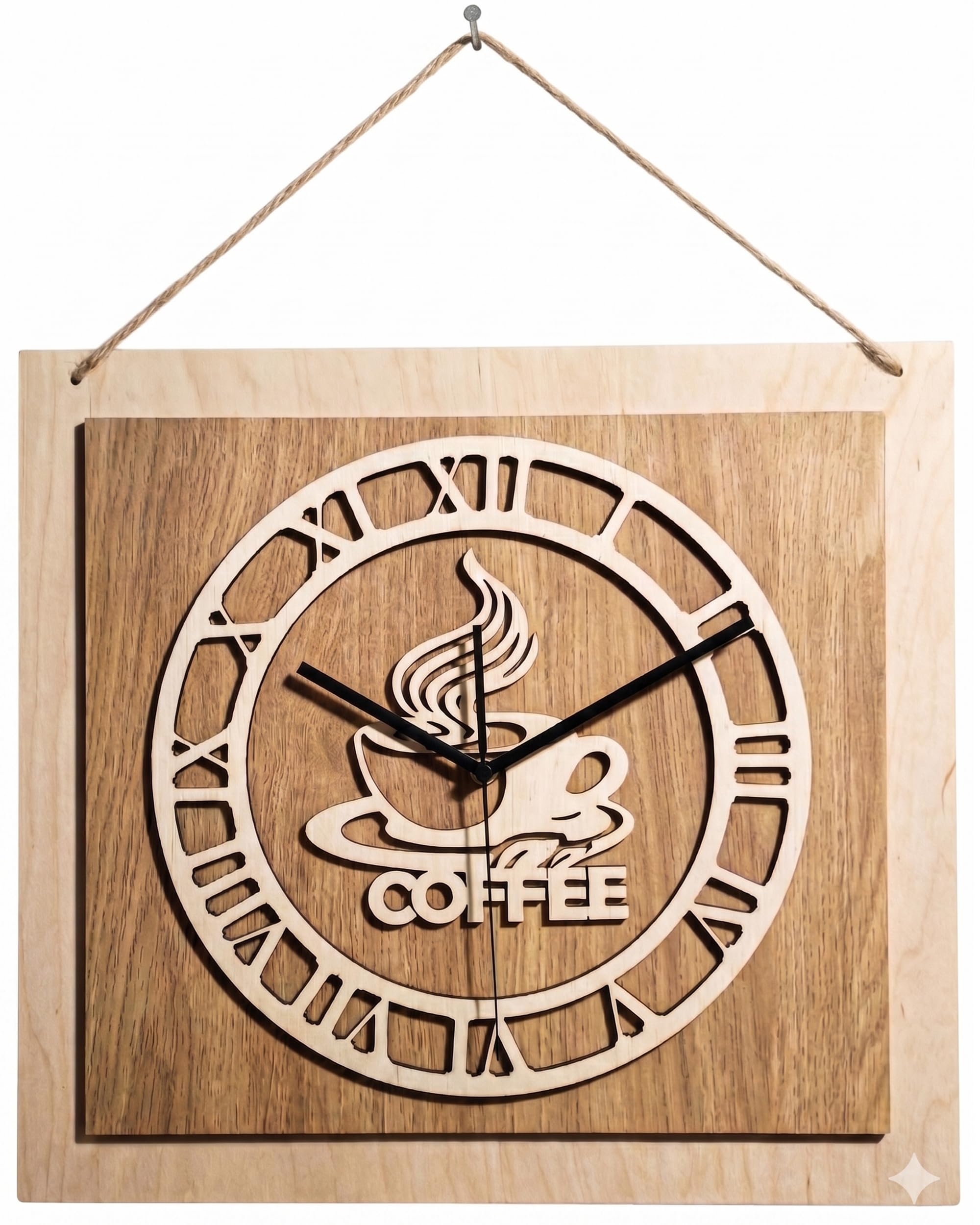 Horloge murale cuisine café en bois moderne et silencieuse