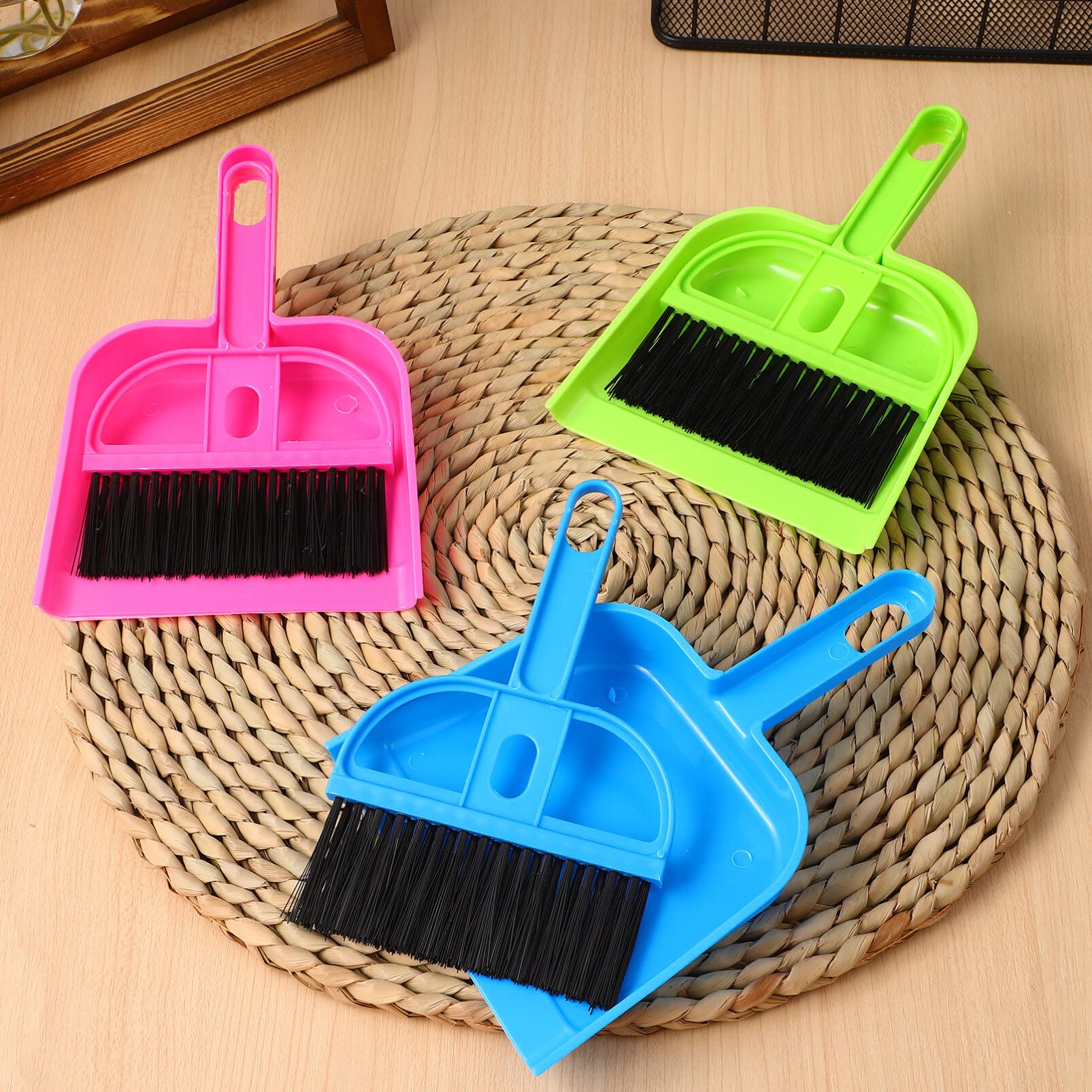 STOBAZA Whisk Broom and Dustpan Set Small Hand Sweeper for Countertop Air Vents and Pet Cage Cleaning