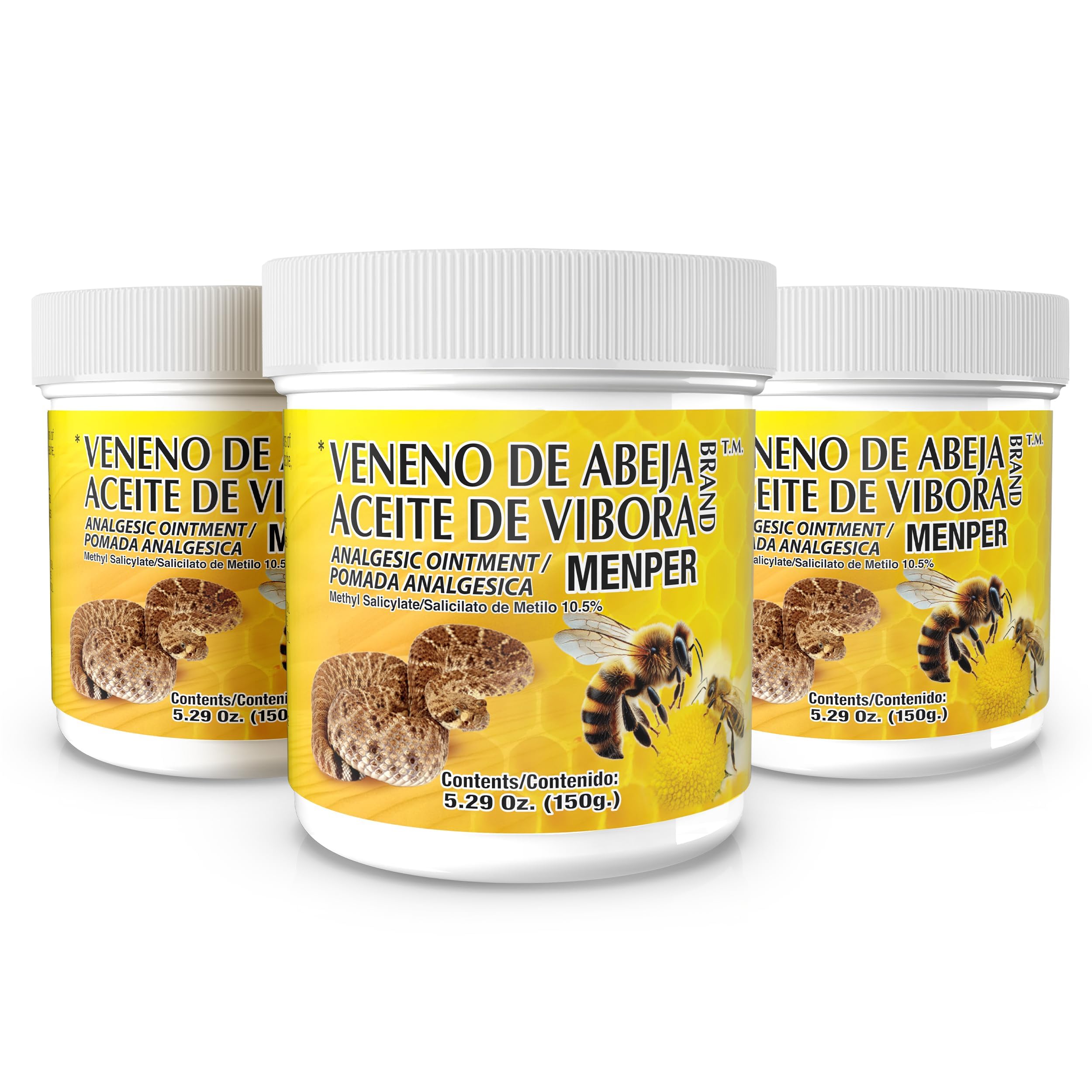 Amazon.com: Veneno de Abeja Aceite de Vibora 3-Pack (18.5 oz Total