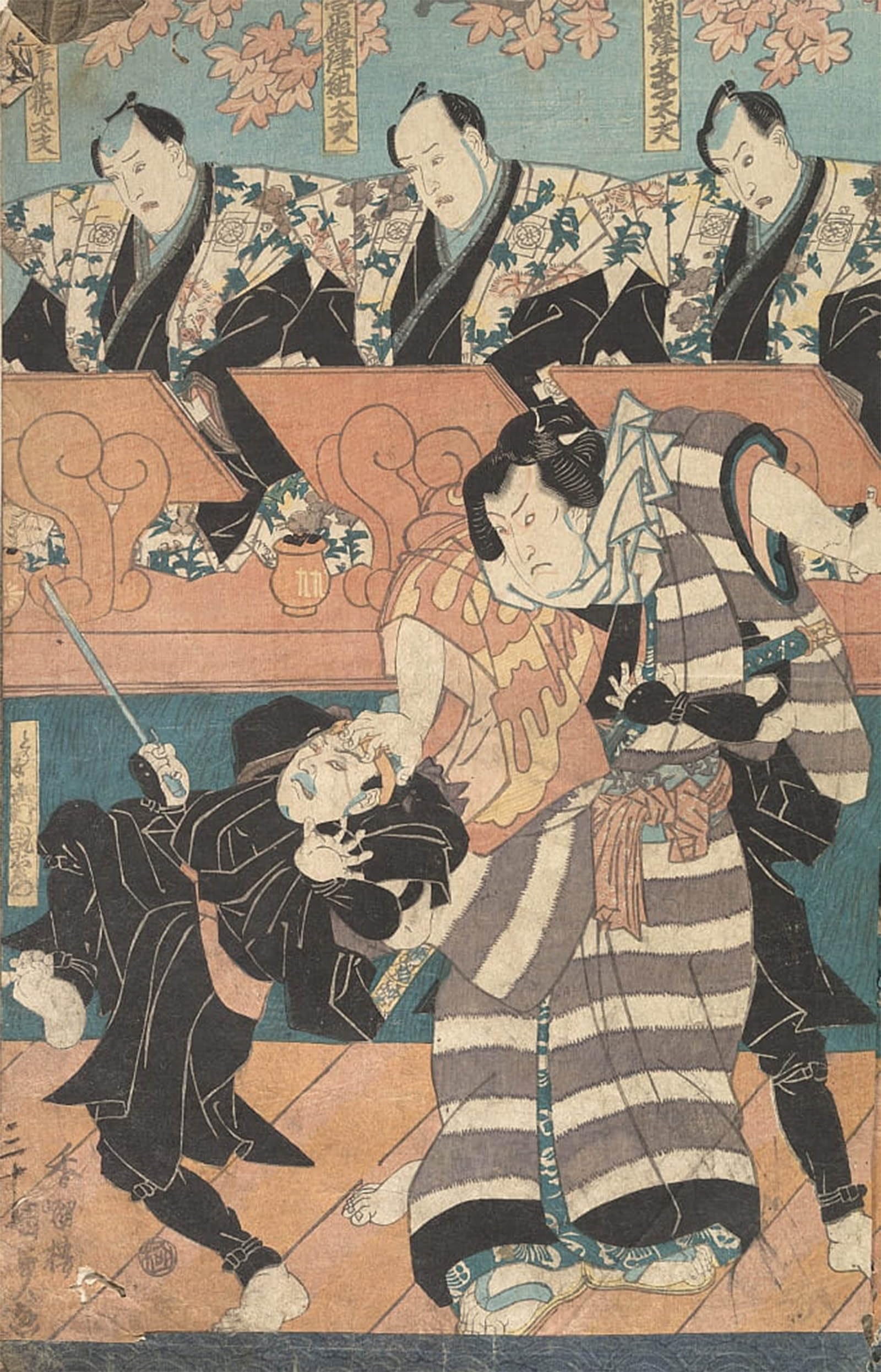 Tableaux Graffiti Art Mural Utagawa Kunisada pour Décoration Salon Moderne 60x90cm