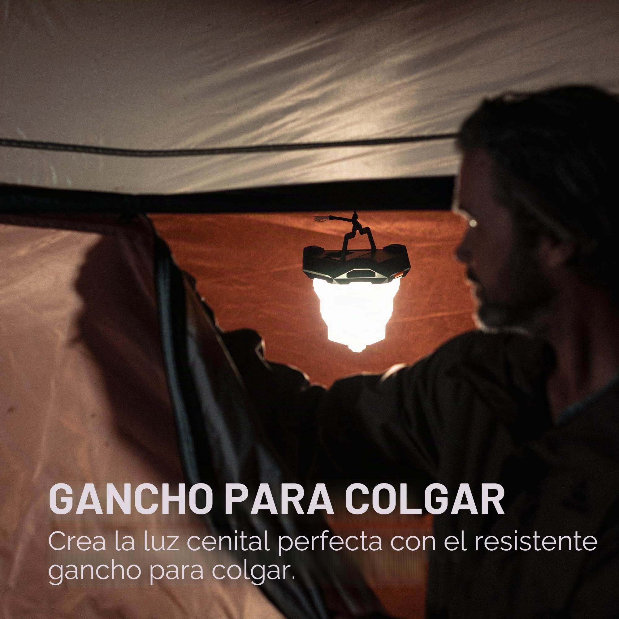 NEBO Galileo Air 500 Farol Camping Plegable – 500 Lúmenes | Plegable Plano | 6 Modos | Direct-to-Red | Smart Power Control | Gancho Plegable | IPX4 | 330g | 3x AA | Linterna de camping plegable inflable de 500 lúmenes, IPX7 resistente al agua, luz ultrali