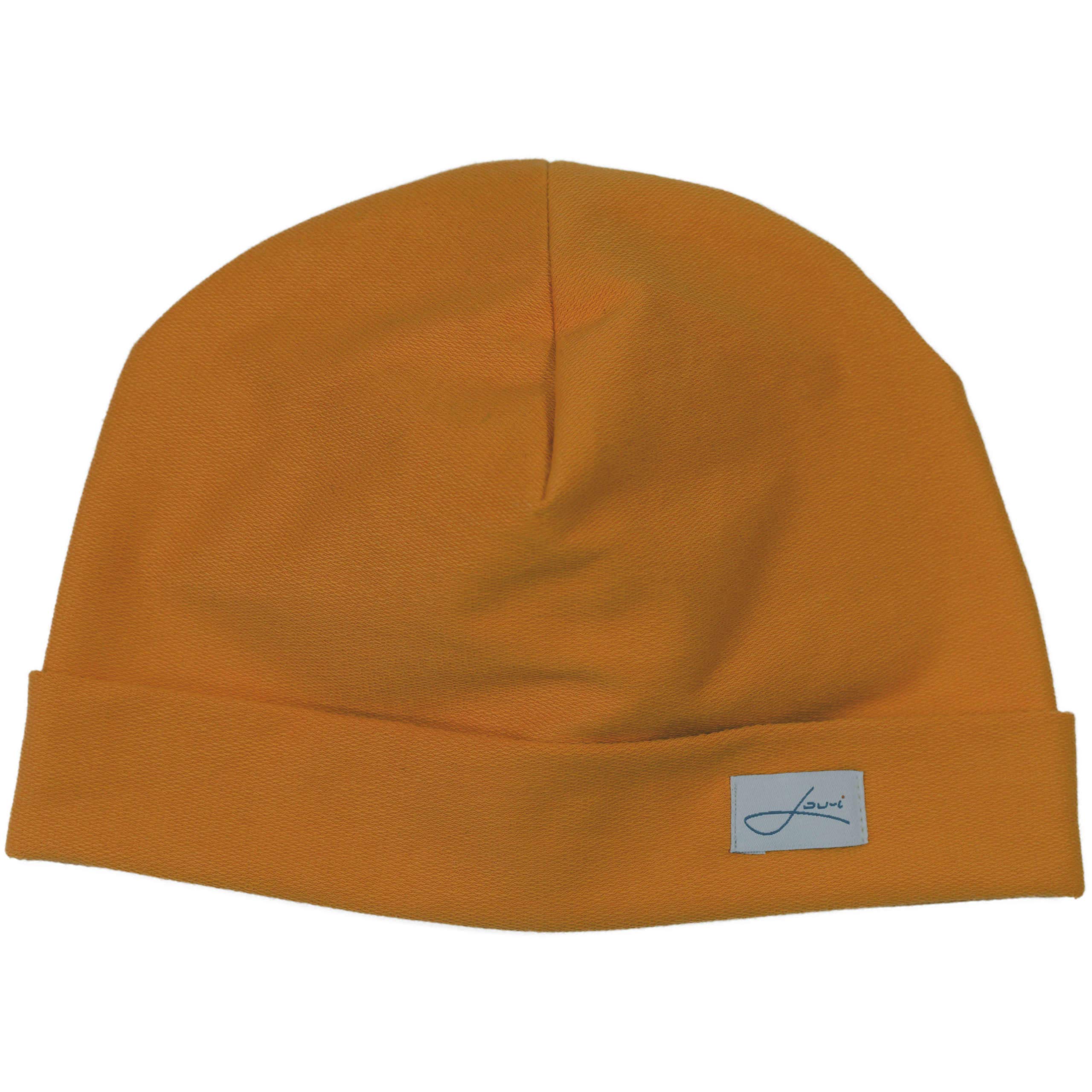Lou-i Czapka damska i męska, bawełna ekologiczna, czapka beanie, wyprodukowano w Niemczech, ochra, 59-60