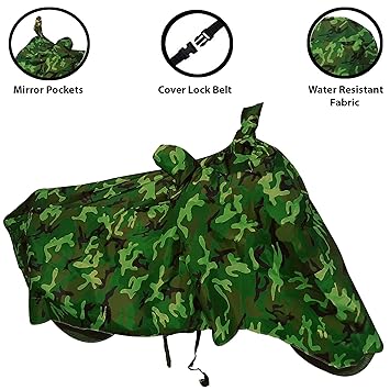Shelter hub Enterprises-Honda Grazia BS6- Weather Resistant Water Resistant | Dust & Dirt Scratch Proof | Sun Protection Bike/Scooty Body Cover with Mirror Pockets & Lock Belt (Green)