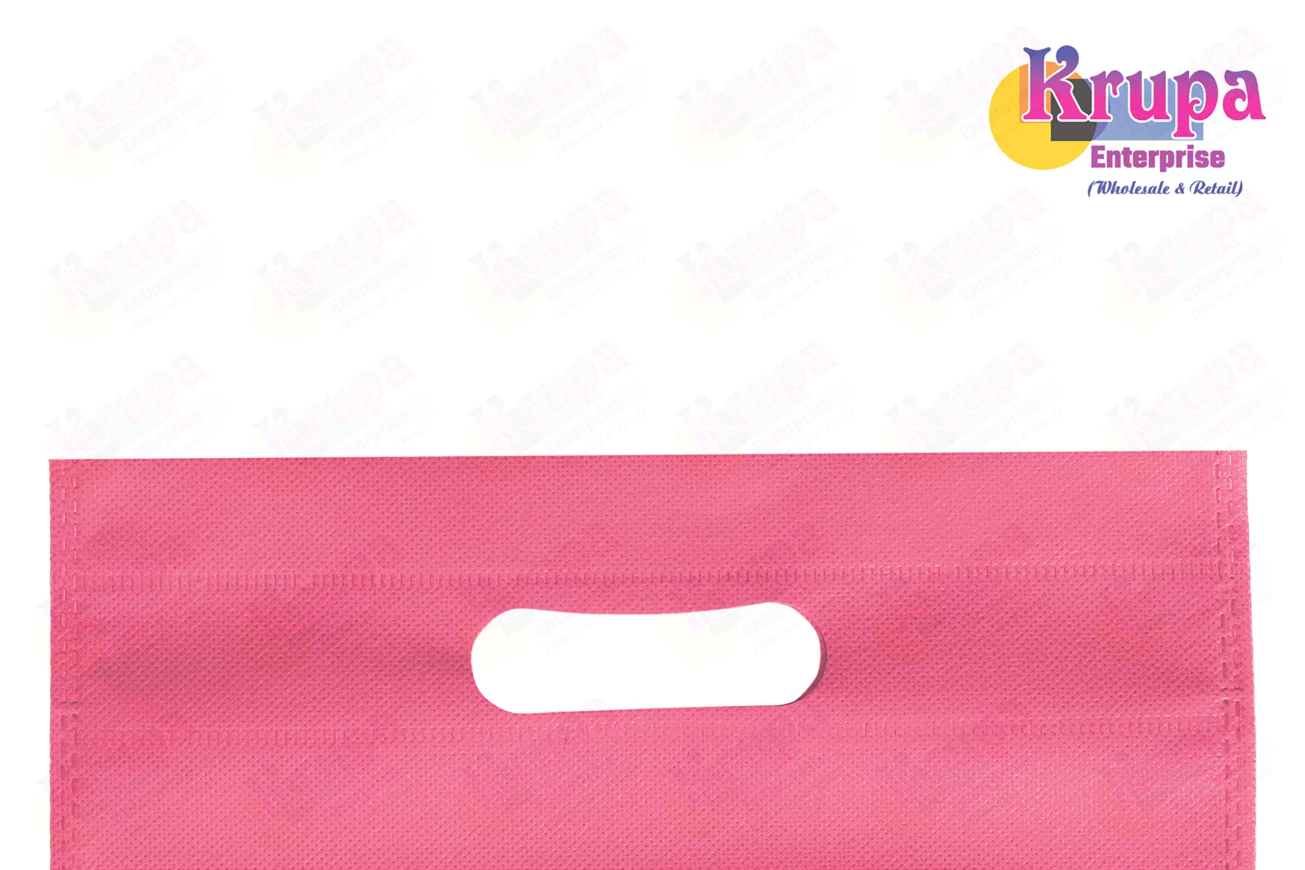 Krupa Enterprise 16x21 Inch D-Cut Cloth Carry Bag | Eco-Friendly Reusable Handle Shopping Bag for Daily Use Gifting and Retail | Strong & Durable Fabric Bag | Pack of 50 | Pink 2