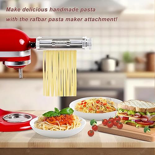 Miniatura 4 de Accesorio para hacer pasta para batidoras de pie KitchenAid, juego 3 en 1 con rodillo de pasta y cortador con cuchillas para espaguetis y