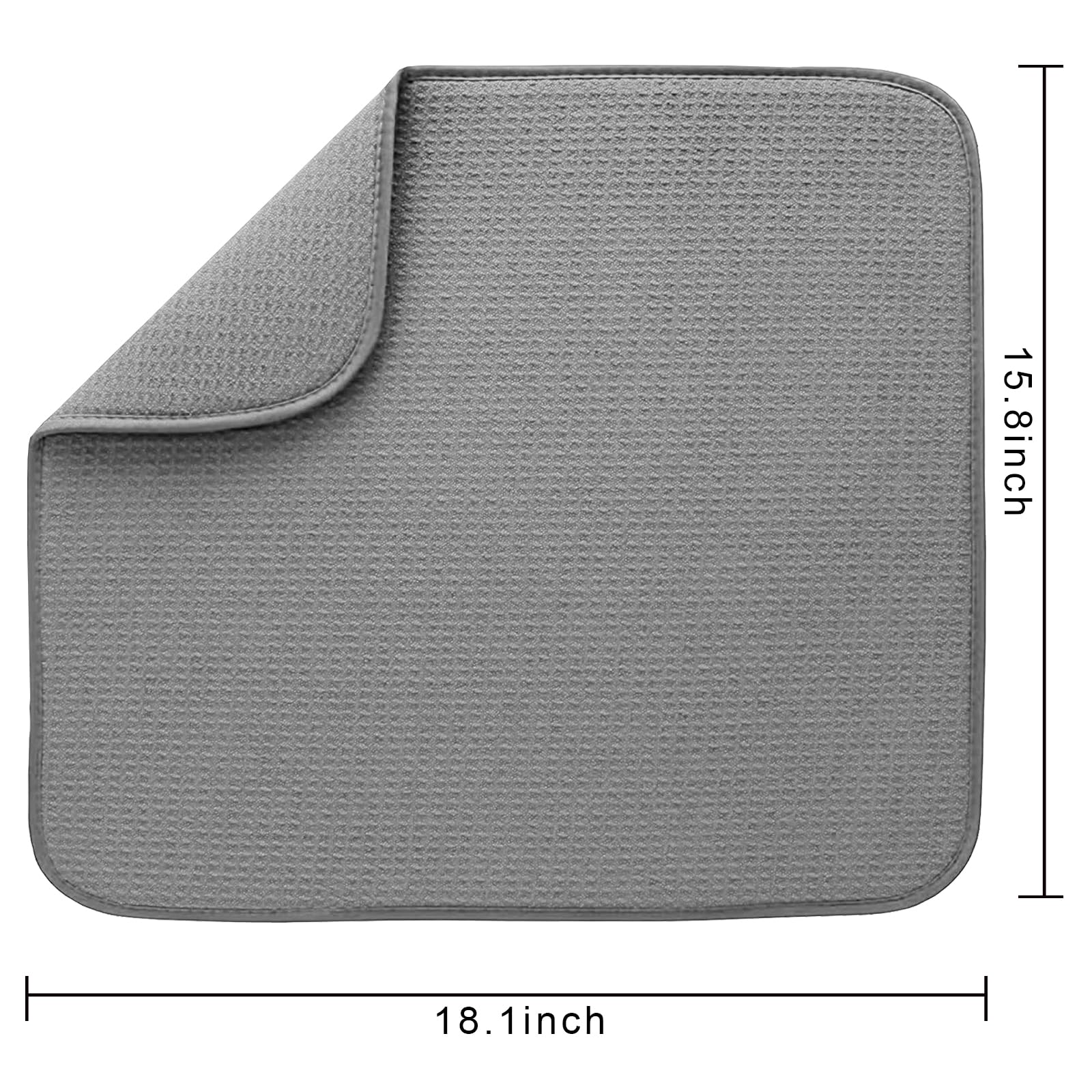 Mikrofaser-Abtropfmatte für Küche, Abtropfmatte, saugfähige Abtropfmatte, Abwasch für Glas, Teller und Tasse, 40 cm x 46 cm, 2 Stück (Grau)