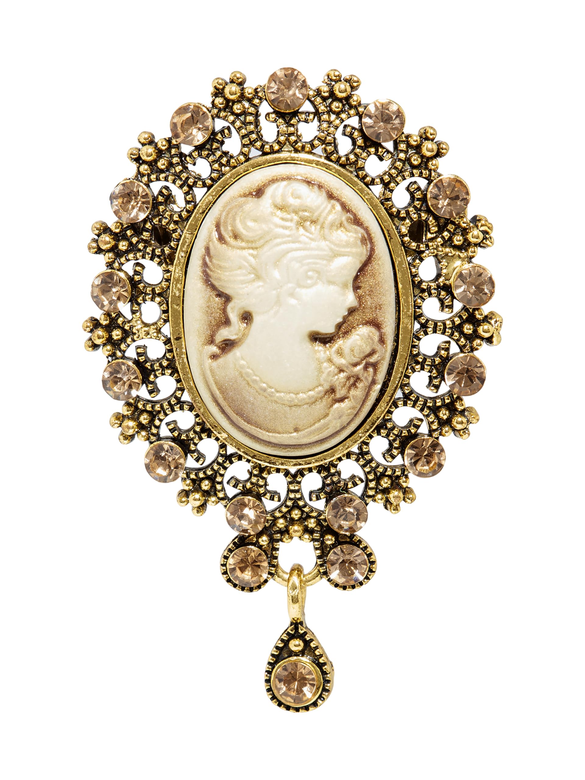 Vintage Victorian Design Queen's Cameo Antique Wedding Brooch Pin, Jewelry Gift for Women, Medium, Alloy Steel, no gemstone