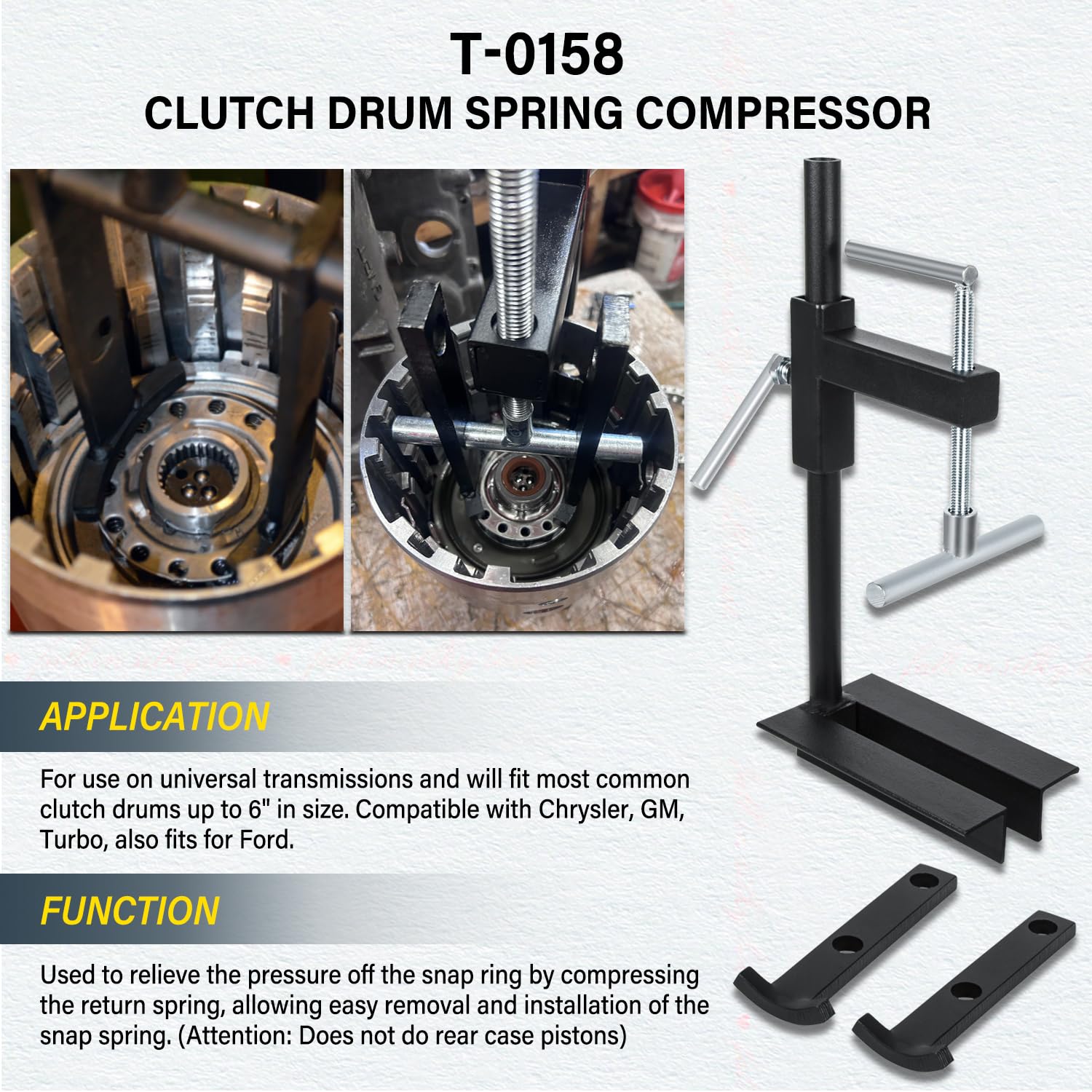 Bonbo T-0158 Outil de Transmission Universel pour compresseur de Ressort de Tambour d'embrayage en Acier Robuste