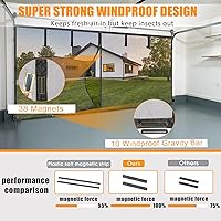 Vista 4 de Puertas de pantalla de garaje para garaje de 1 coche de 8x7 pies; pantalla de puerta de garaje magnética de fibra de vidrio de 1400g/3.1lb