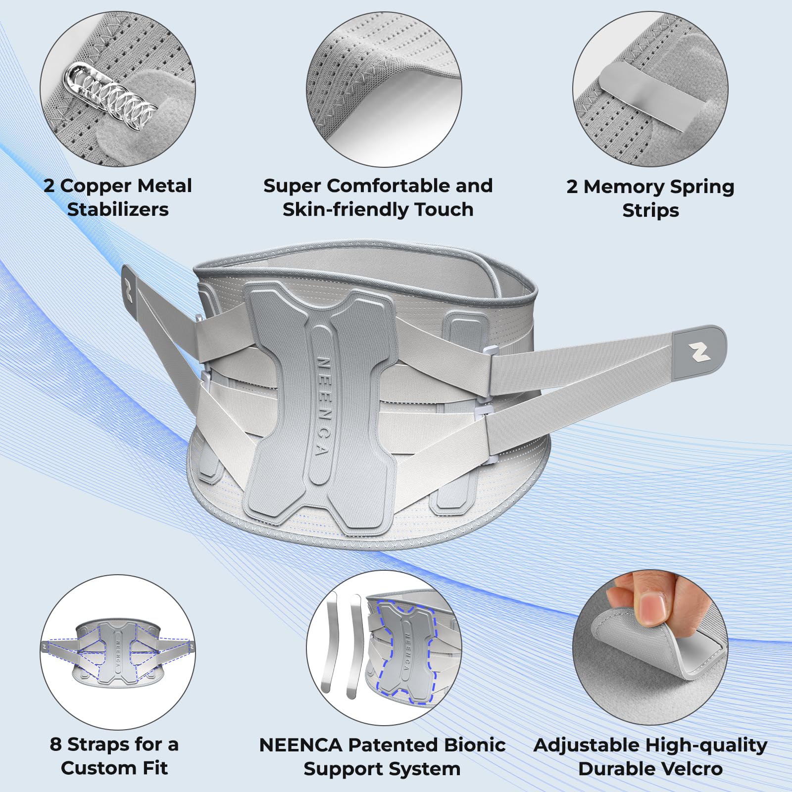 NEENCA Back Brace for Lower Back Pain Relief with Bionic Support System, Lumbar Support Belt for Women&Men with Lumbar Pad, Soft Breathable 3D Knit Fabric for Herniated Disc, Sciatica, Scoliosis...