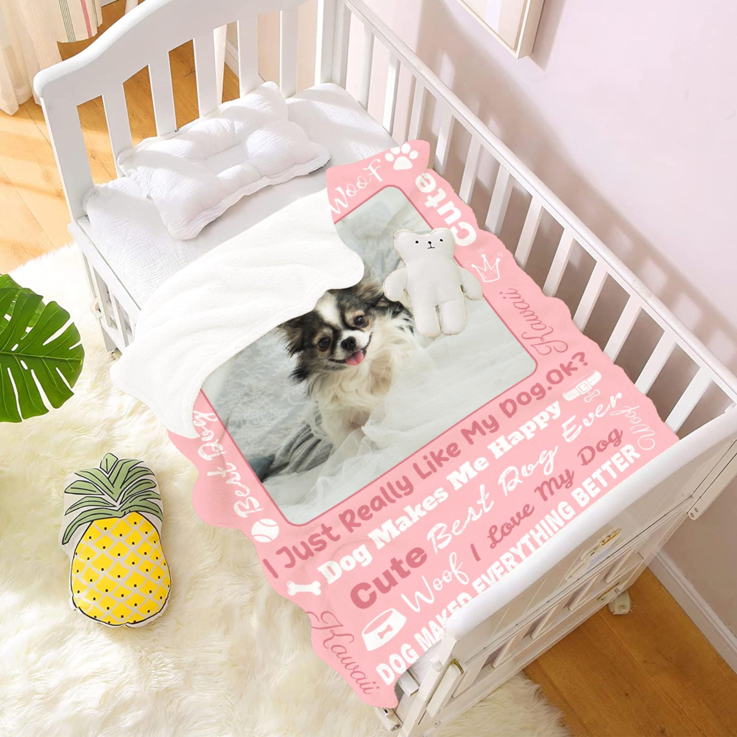 Custom Photo Blanket Gift, Personalized Picture Blanket for Boys/Girls, Cat & Dog Lovers Birthday Gift with Name, 50