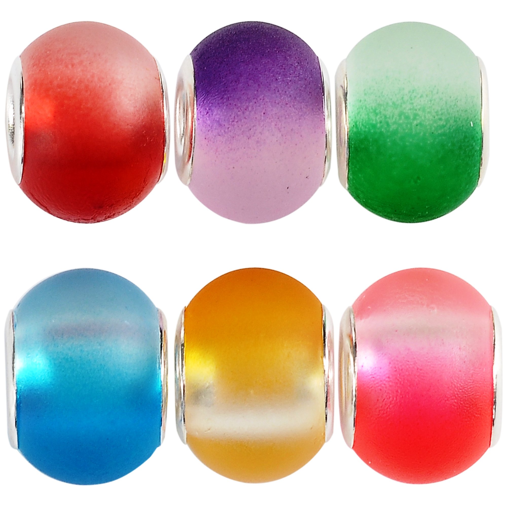 Rubyca Perline Di Vetro Di Murano Opaco 30 Pezzi | Per Bracciali Europei E Gioielli Fai Da Te | Colori Assortiti - 4