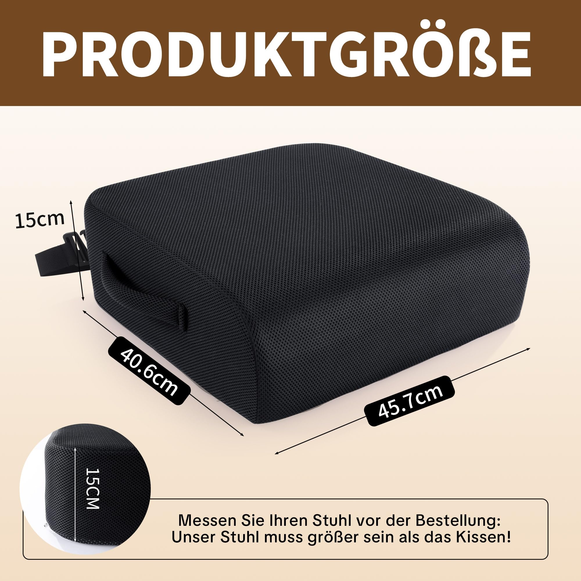 Coussin d'assise extra épais pour chaise de bureau, coussin en mousse à mémoire de forme, coussin de siège de voiture, coussin de siège ergonomique pour soulager le dos, les hanches et le