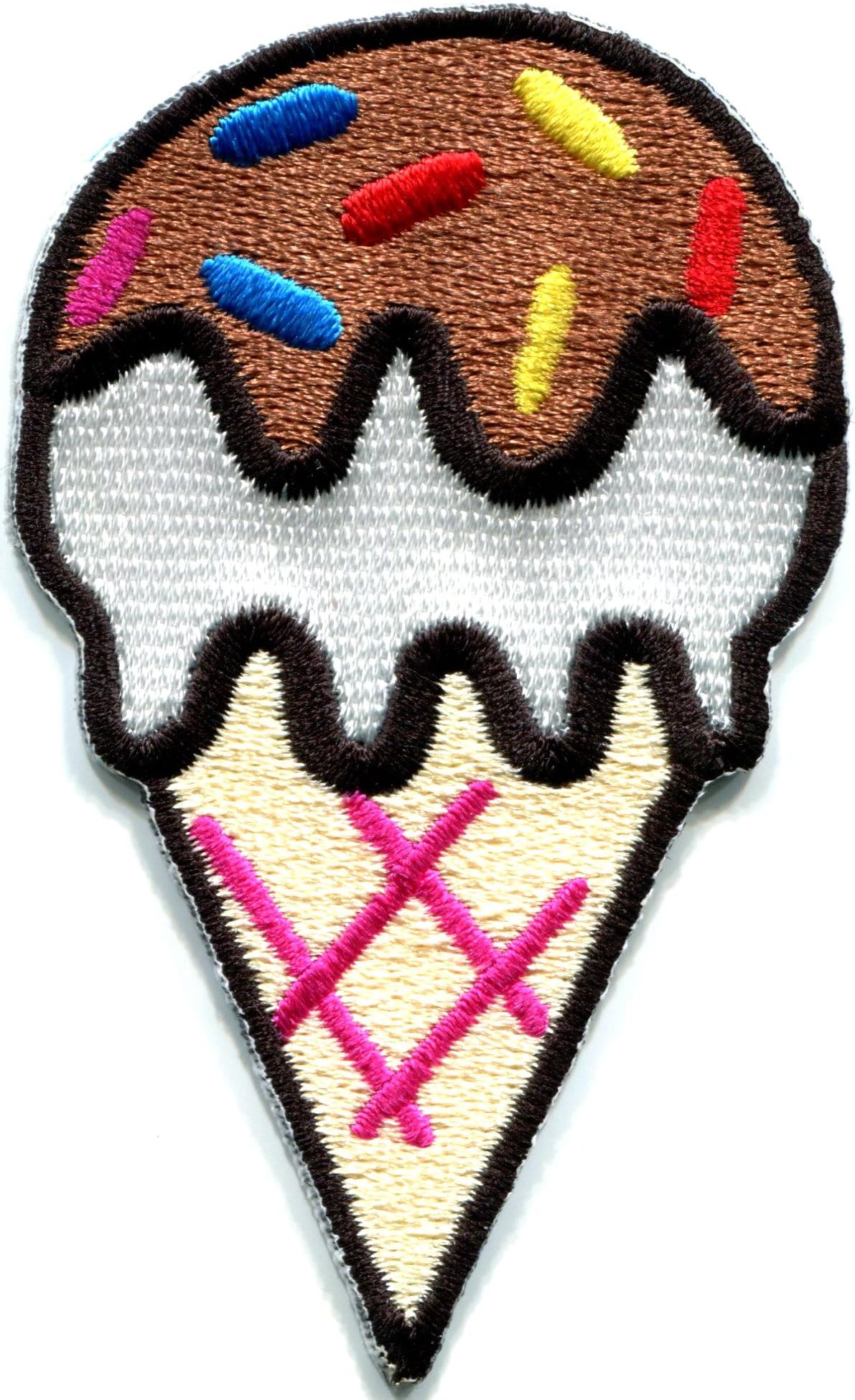 TKPatch Ice Cream Cone 70s Retro Fun Dessert Sweets Kids Embroidered Applique Iron-on Patch New