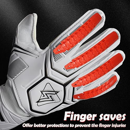 Miniatura 10 de Sportout Guantes de portero con ahorro de dedos, guantes de fútbol, guantes de portero de fútbol transpirables, látex de 0.157in, para niños,