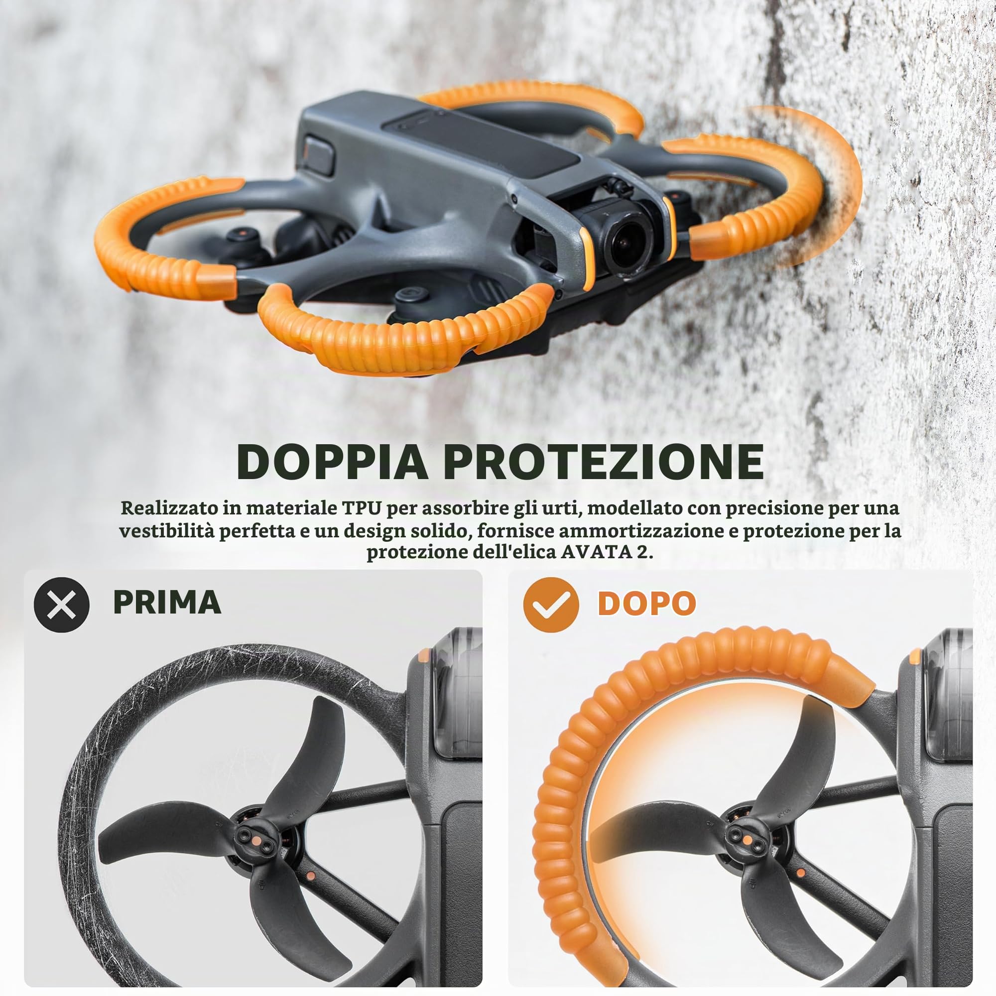 STARTRC avato Protezione dell'elica per DJI Avata 2 Paraurti protettivo anti-collisione Fly More Accessori Combo (arancione)