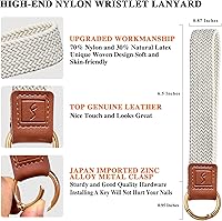 Vista 4 de Fishent Llavero elástico, bonito llavero de pulsera, cordón de muñeca tejido para llaves, llaveros para mujeres y hombres, llaves de automóvil