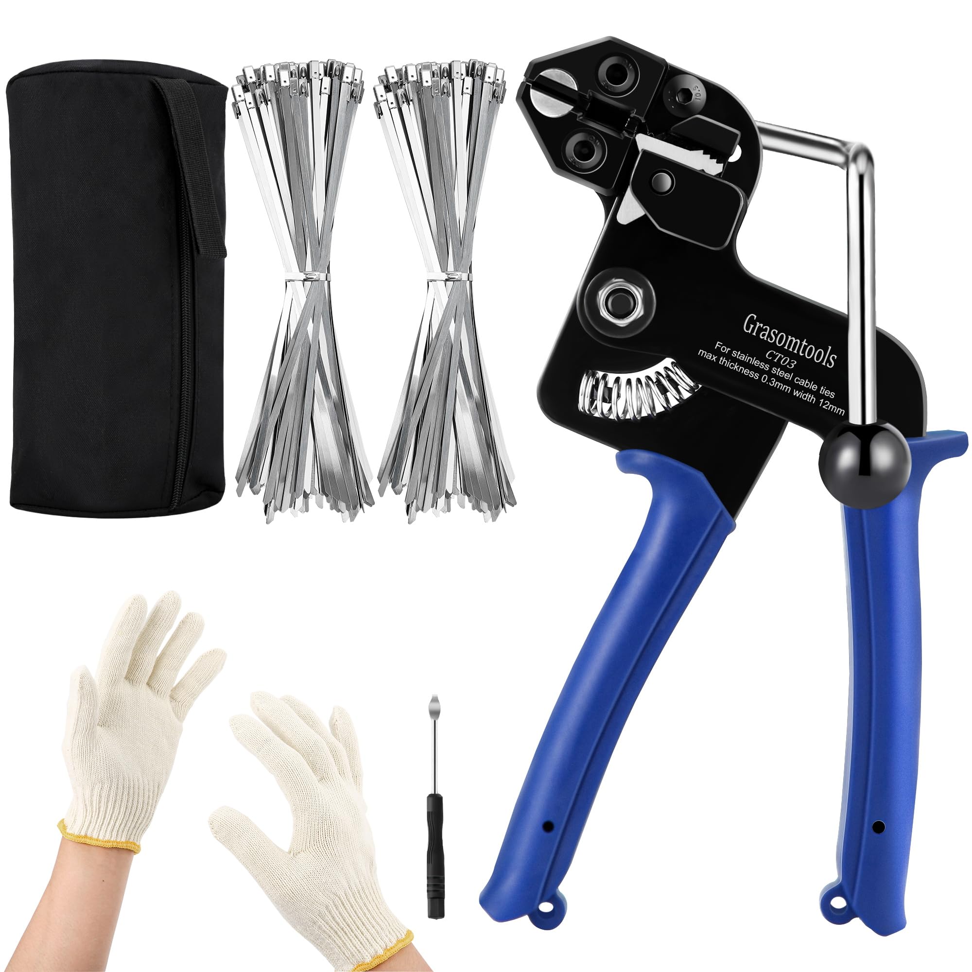 Buy 200PCS Metal tie wrap Kit, Grasomtools Stainless Steel Cable Tie