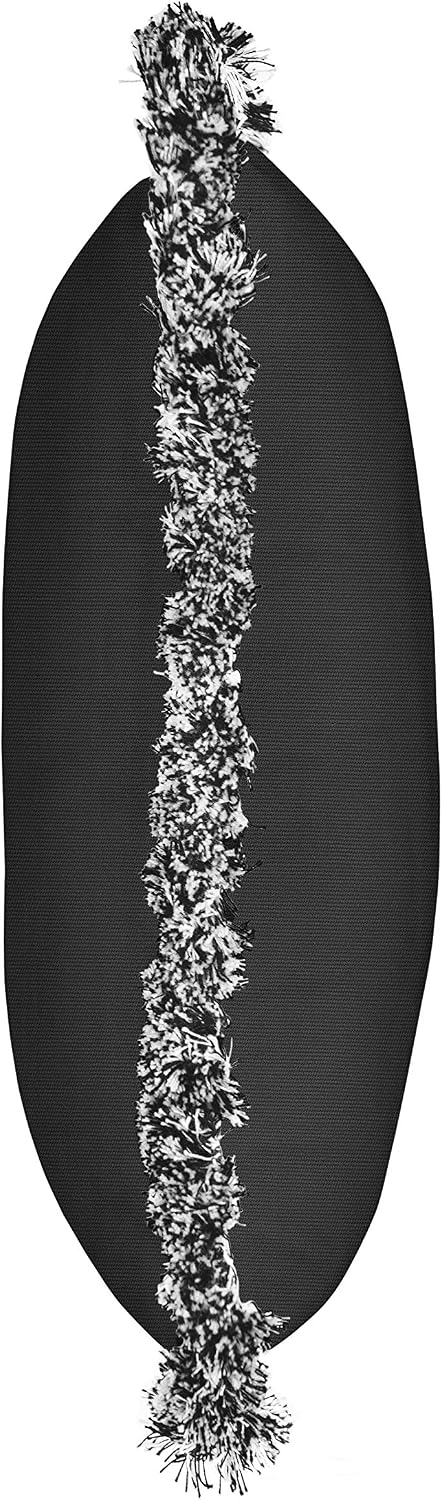 Sorra Home x Sunbrella Trim Fringe Pillow, 18 x 18 x 6 inches, Canvas Black/Black and White
