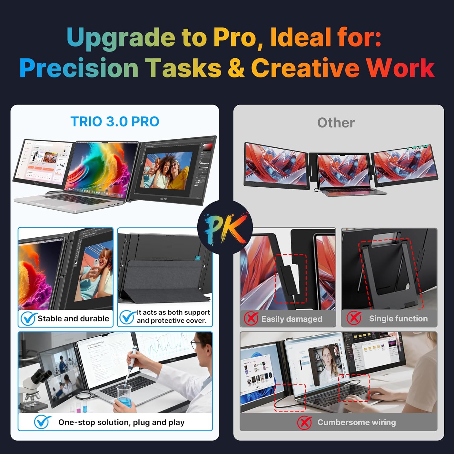 Close-up of the Trio 3 Pro's built-in kickstand