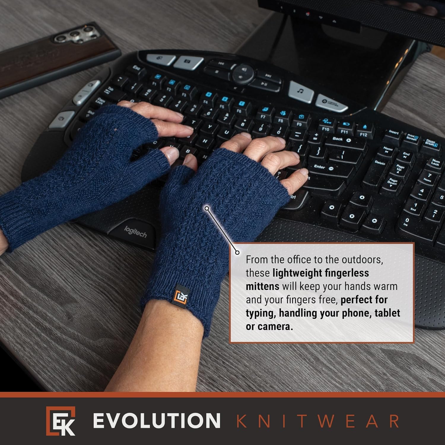 Evolution Knitwear Alpaca Mesh Knit Fingerless Mittens - Made in the USA - Super Soft Baby Alpaca - Small