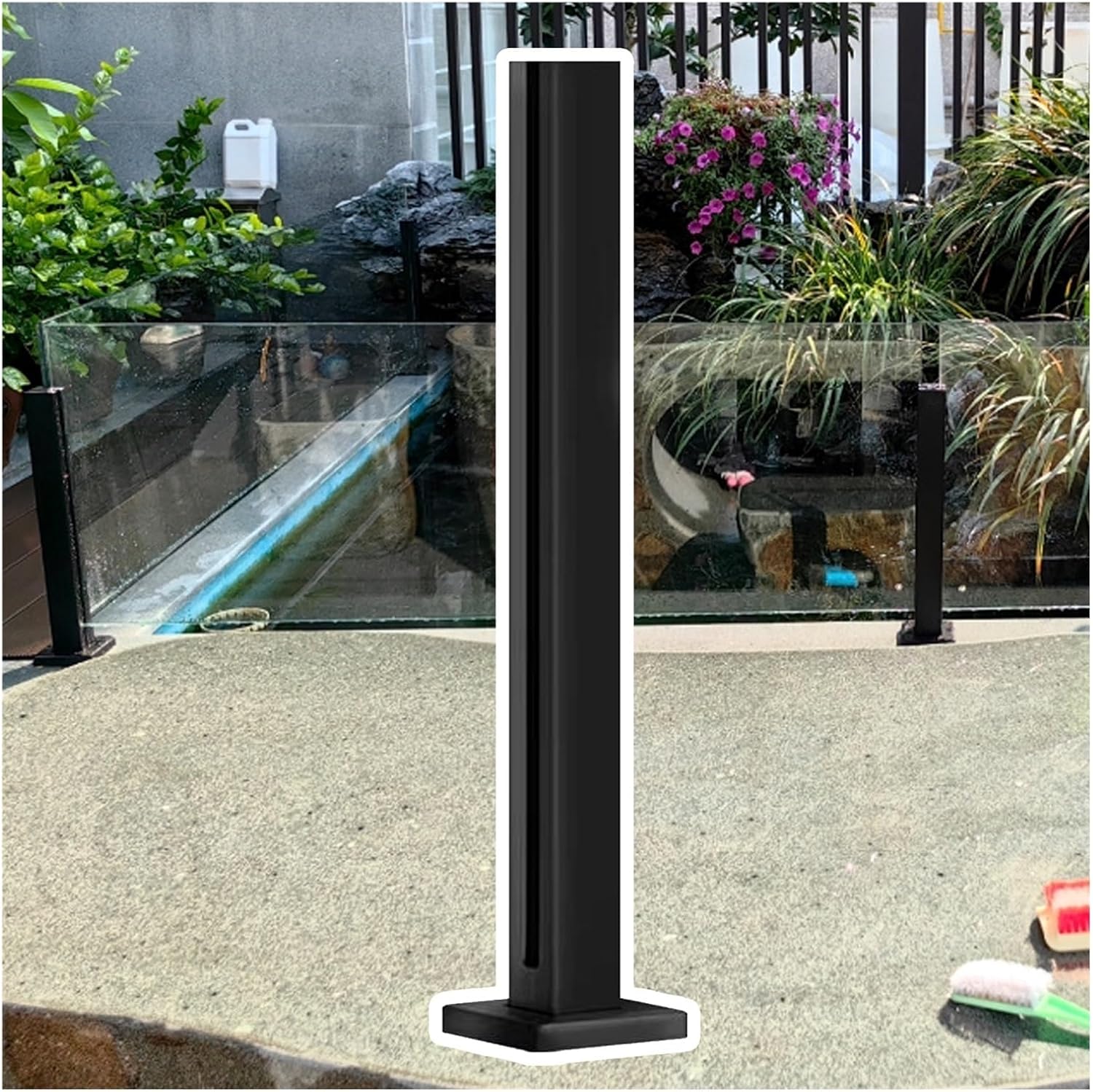 Heavy Duty 304 Stainless Steel Glass Balustrade Post for Steps and Platforms, 65cm Tall (Deep Coffee) - Durable Square Railing System for Safety and Style