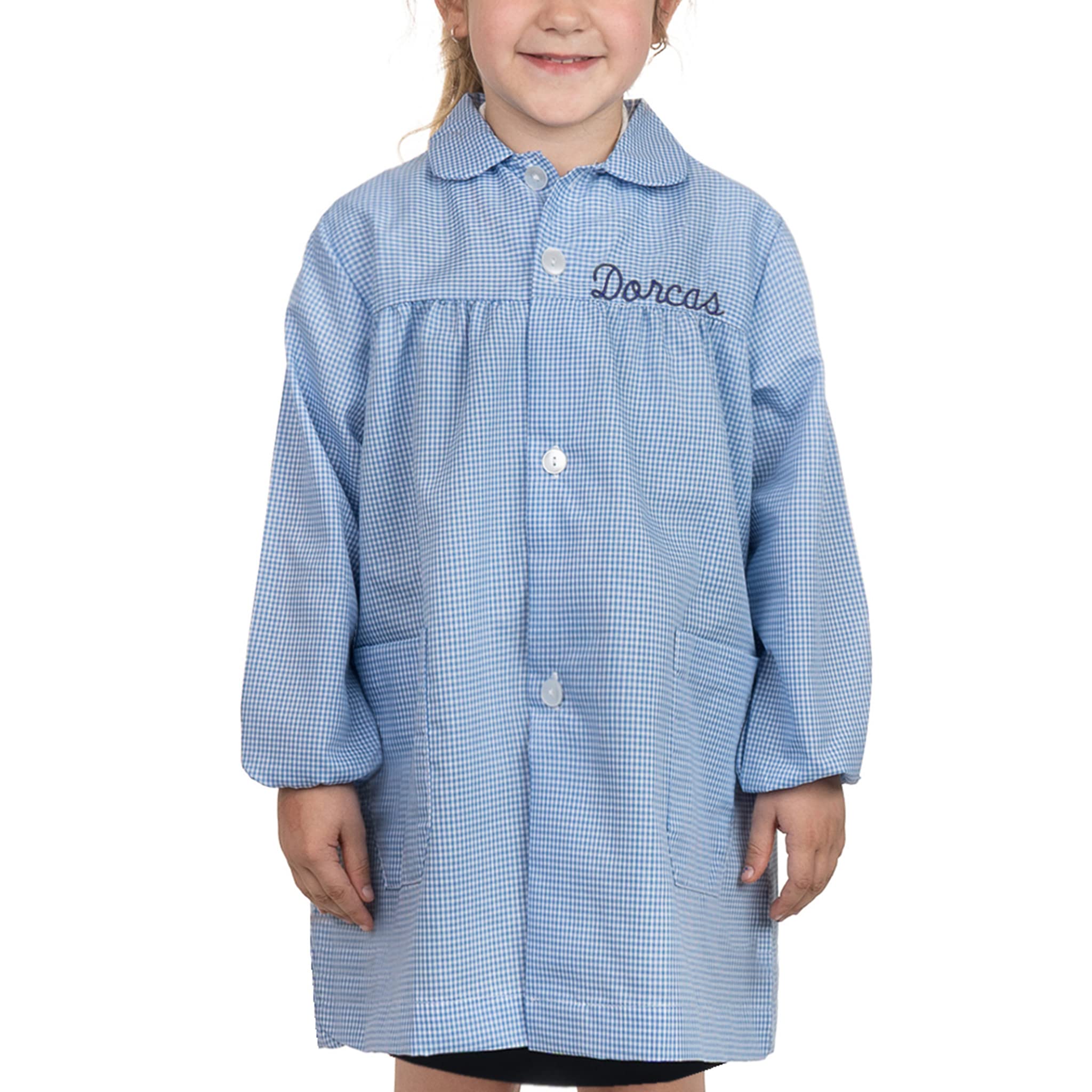 Wanapix | Bata Escolar con Nombre Personalizable | Bata Escolar Personalizada | Colores y Tamaños | Bata Escolar para Niño y Niña | con Botones | Personalizable con Nombre