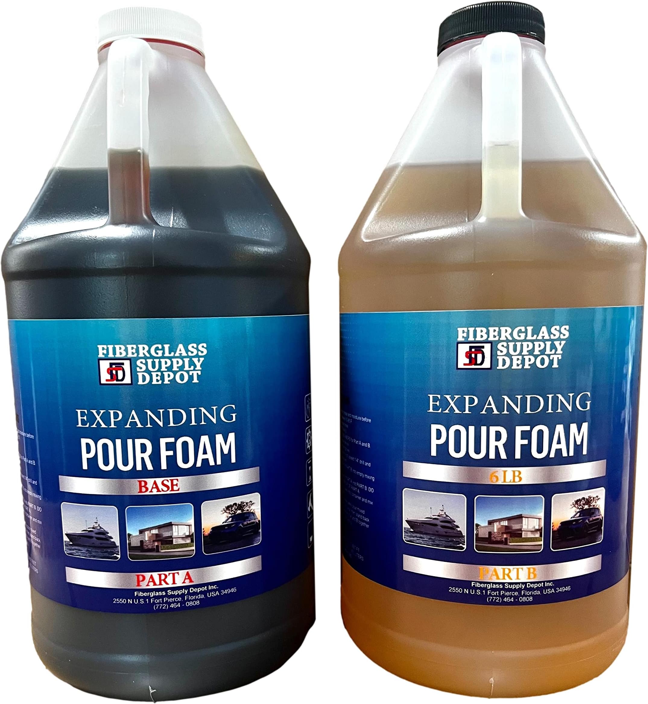 6 Lb. Density Expanding Pour Foam, 2 Part Polyurethane Closed Cell Liquid Foam for Boats, Dock Flotation, Carving, Soundproofing, Filling Voids, and Insulation (1 Gallon Kit)