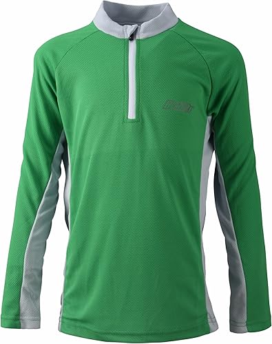 Camiseta de ciclismo de secado rápido con media cremallera para niños y niñas con 1 bolsillo trasero