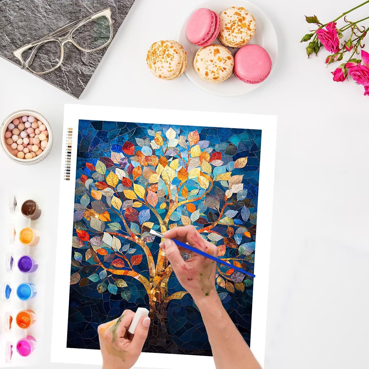 WEISHIWE Malen nach Zahlen Erwachsene Bunter Baum, 70x90cm x-67 | Handgemalt Ölgemälde Kit für Mädchen Jungen ab 7 8 9 Jahre, Rahmenlos, für die Wanddekoration zu Hause, DIY Acrylmalerei