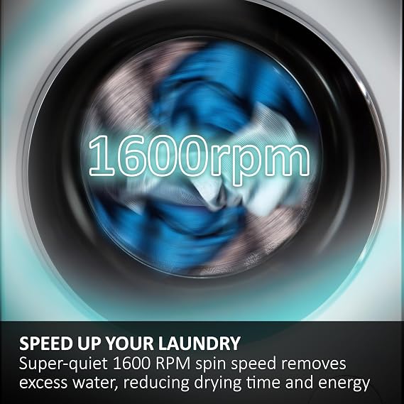 Haier Series 6 Integrated Washing Machine, 9kg, Graphite & Black, A-30% [Energy Class A]