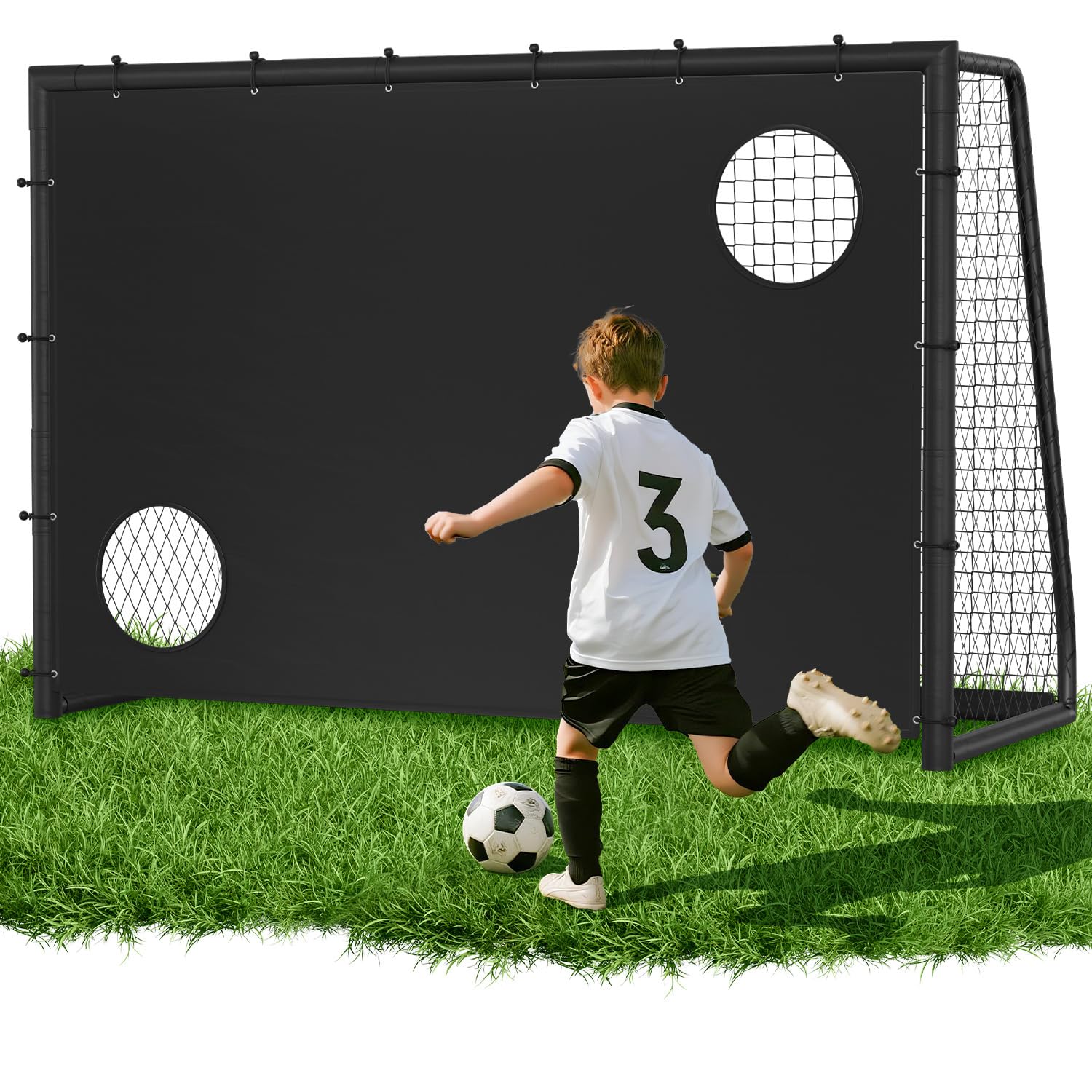 Metall Fußballtor,Fußballtor mit Stahlrahmen mit Polsterung, Erdhaken für Strand, Park, Trainingstore, Spielplatz, Hinterhof, Garten