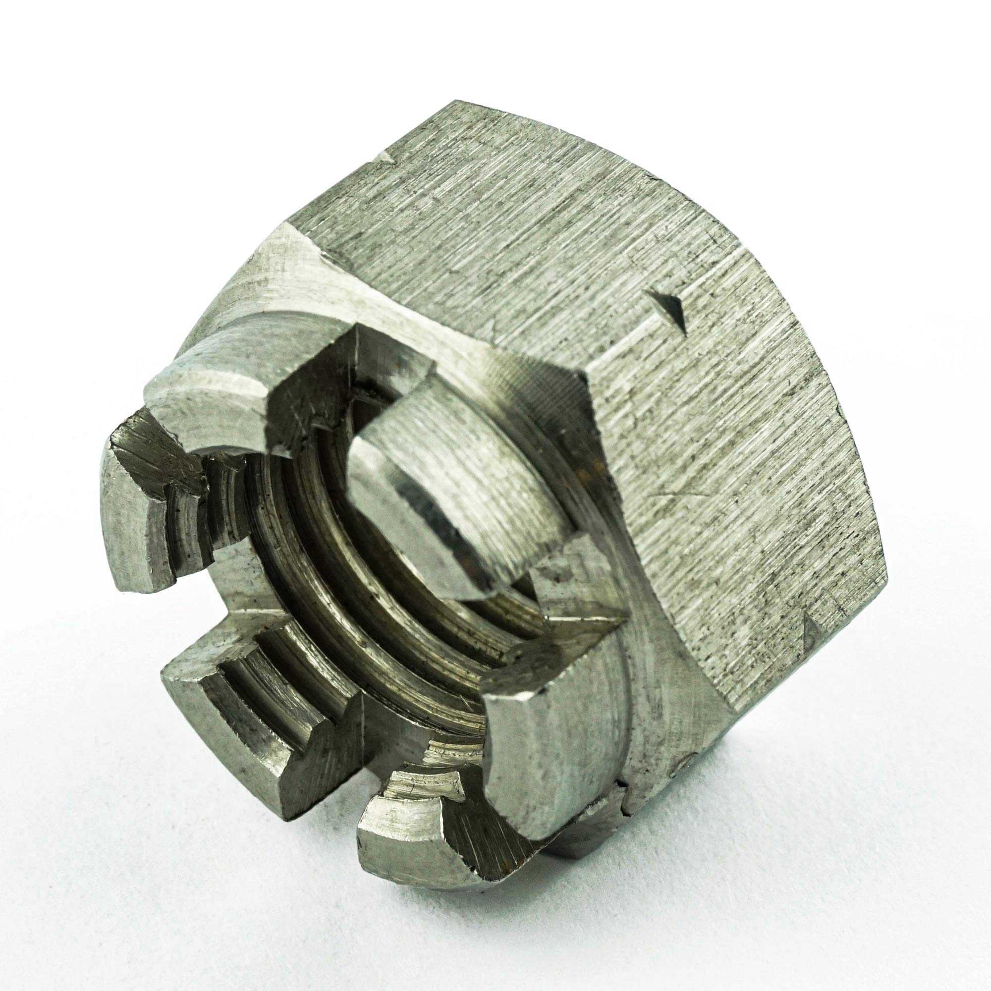 AGBERG - Tuercas de corona M12 (50 unidades) de acero inoxidable VA A2 V2A - Tuerca de bloqueo inoxidable - DIN 935 - ISO 7035