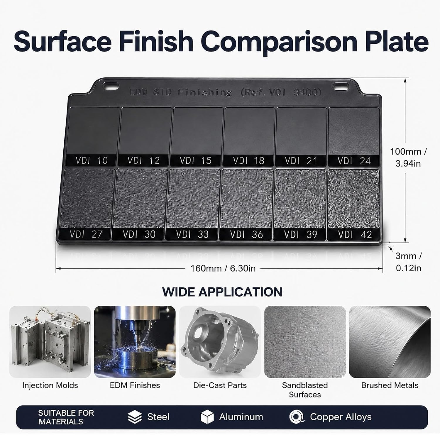 Szablon do porównania wzoru iskier EDM, blok porównania chropowatości powierzchni, do obróbki form.