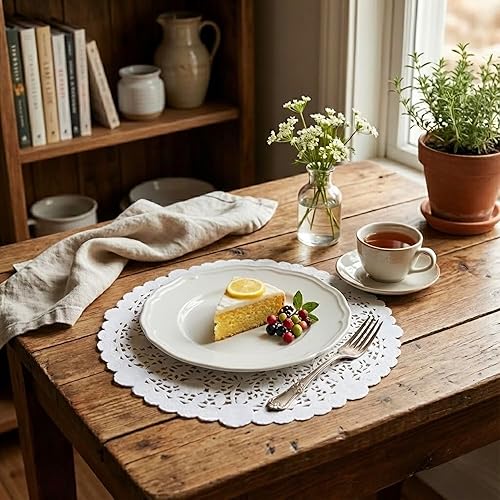 Miniatura 3 de The Baker Celebrations 50 unidades de papel redondo blanco con estampado de rosas y hojas fabricado en Canadá (10 pulgadas)